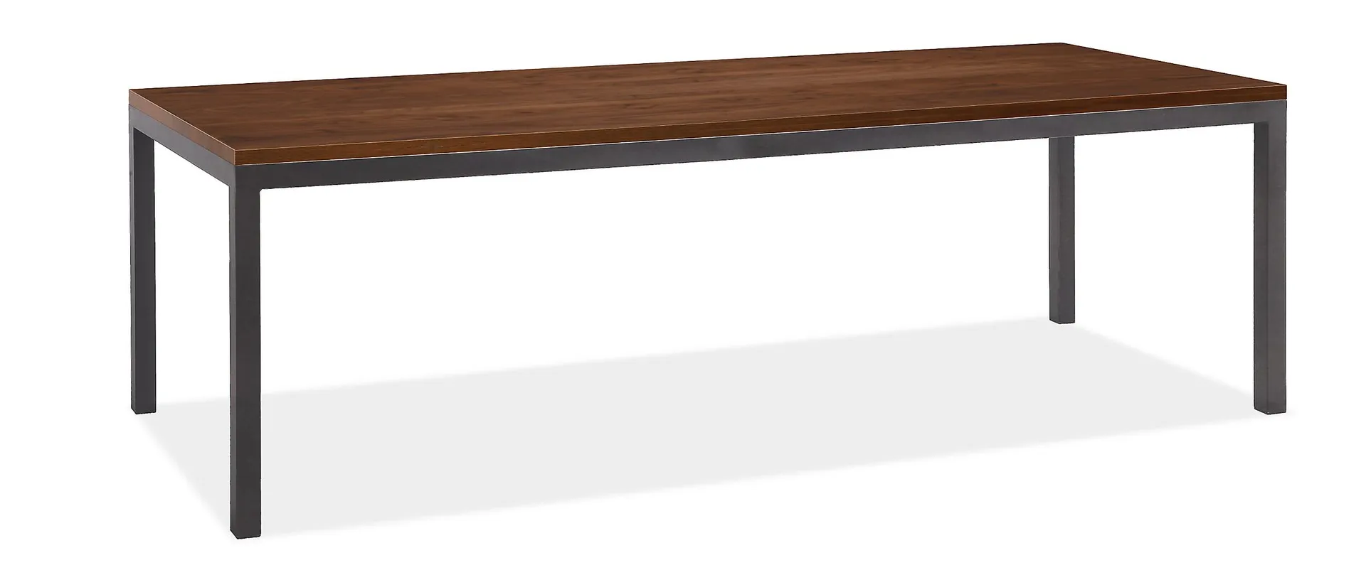 Parsons 90w 40d 29h Dining Table in 2" Natural Steel with Solid Walnut Top