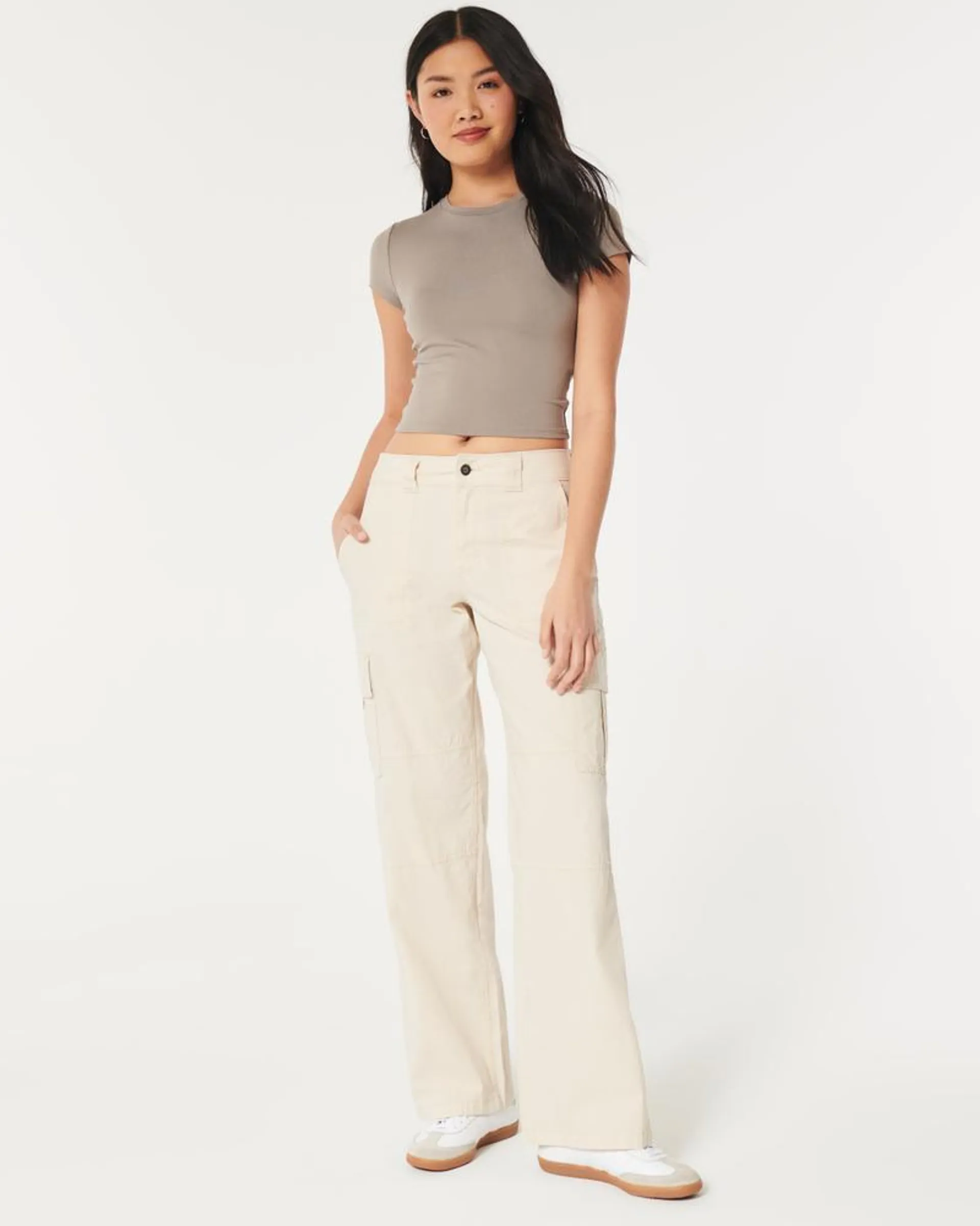 High-Rise Poplin Baggy Cargo Pants