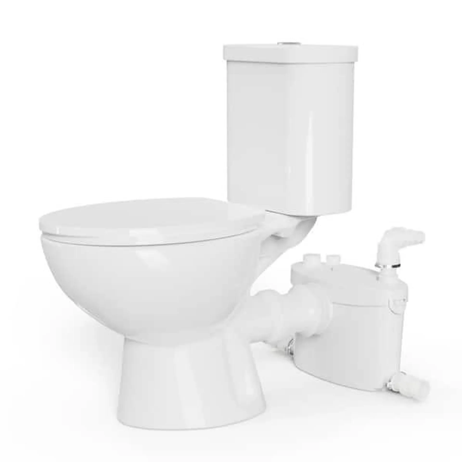 Macerating Toilet 2-Piece 1.0/1.6 GPF Dual Flush Round Toilet in White, with 0.8 HP Macerating Pump