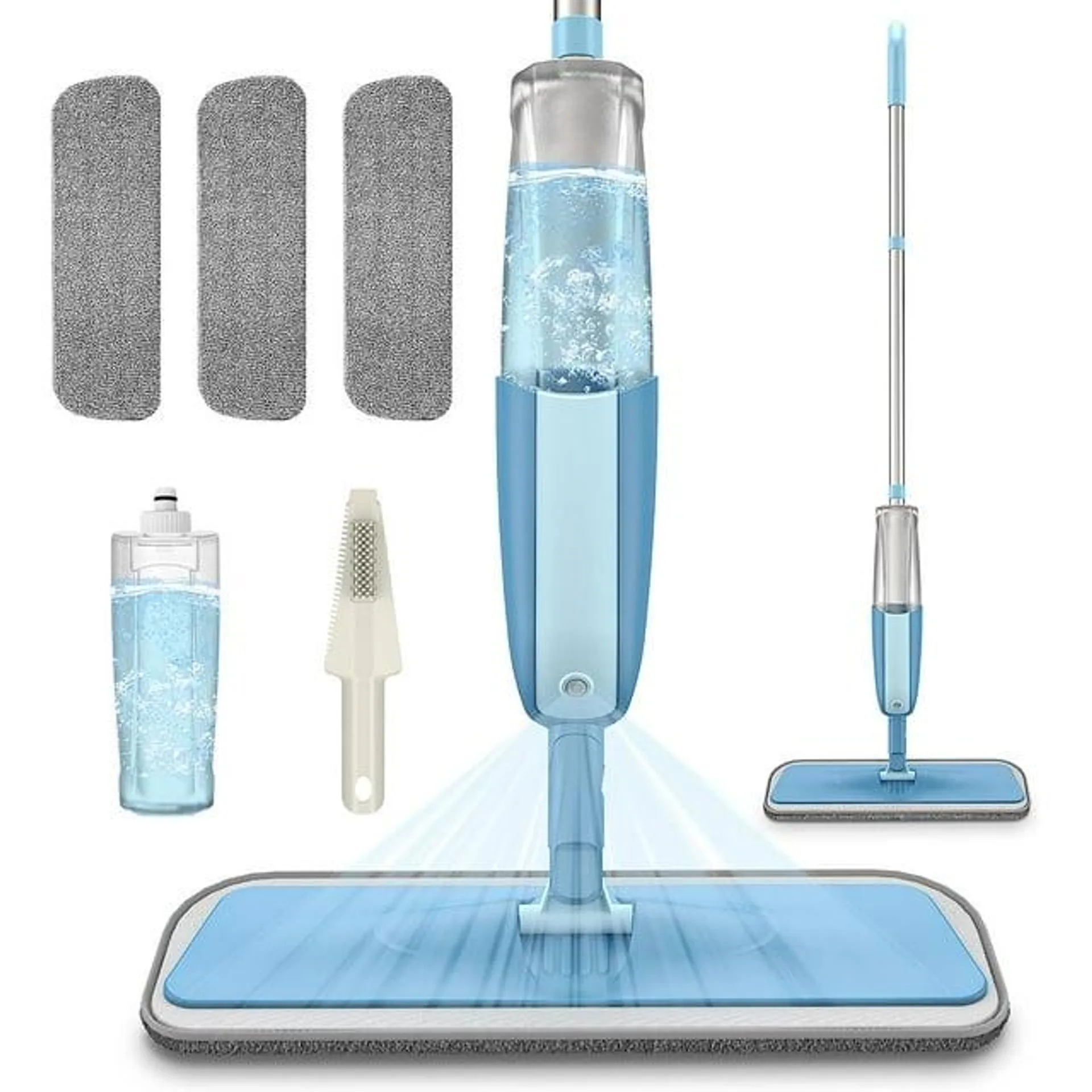 SUGARDAY Microfiber Spray Dust Mop for Floor Cleaning with Washable Pads Wet Dry Mop