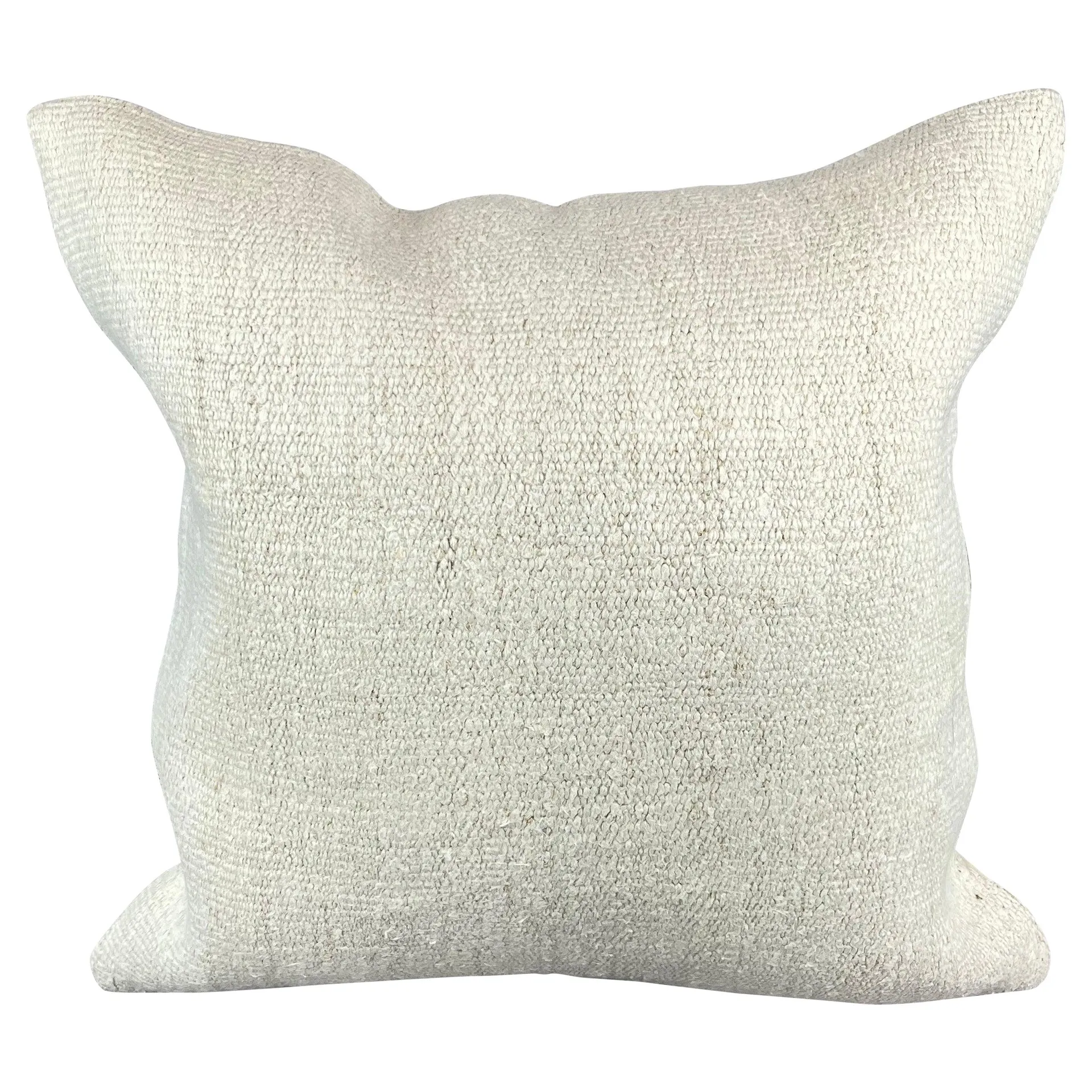 20 x 20 Hemp Turkish Cushion Natural Grayish White Pillow Cushion Cover #6559