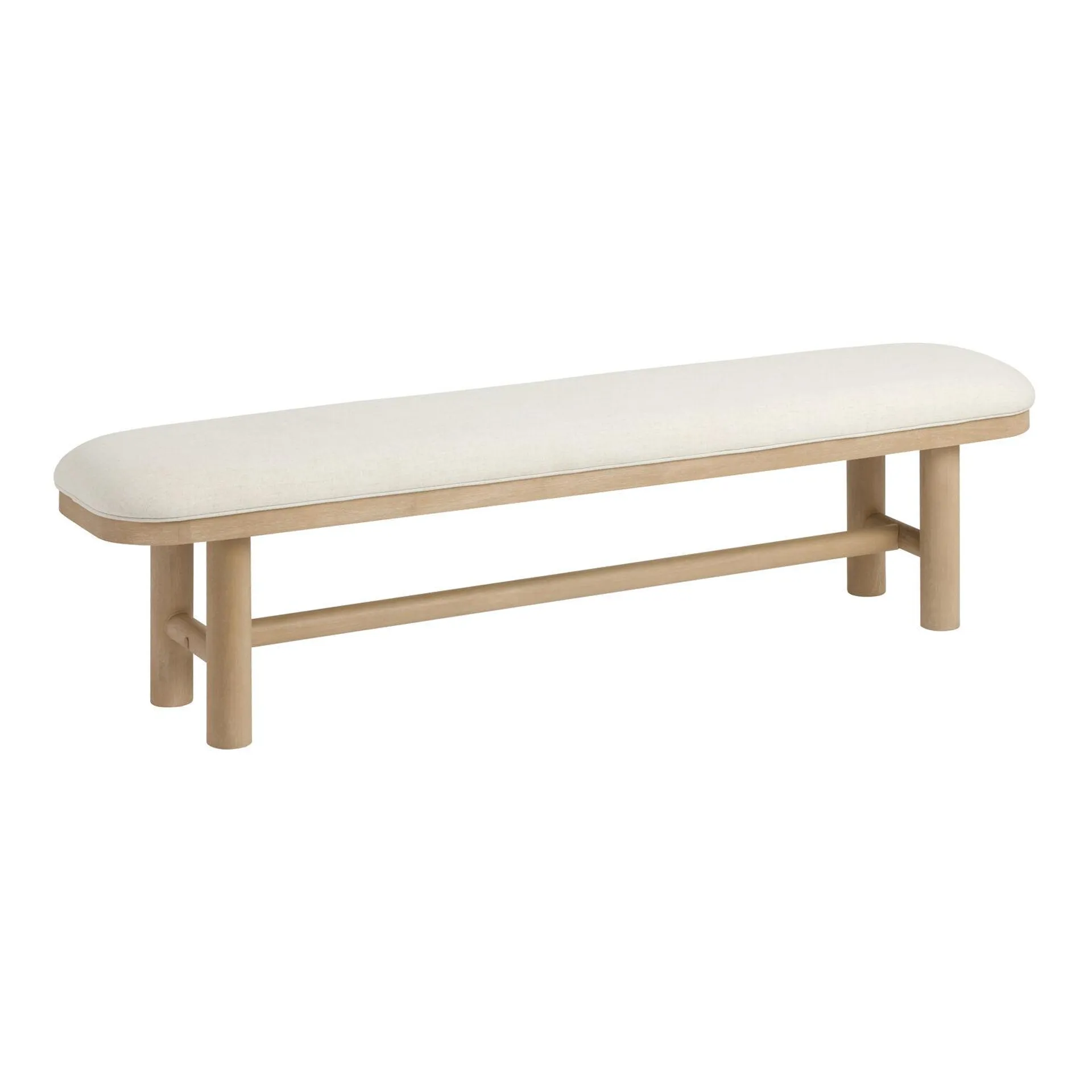 Marin Rounded Wood Pillar Leg Upholstered Dining Bench