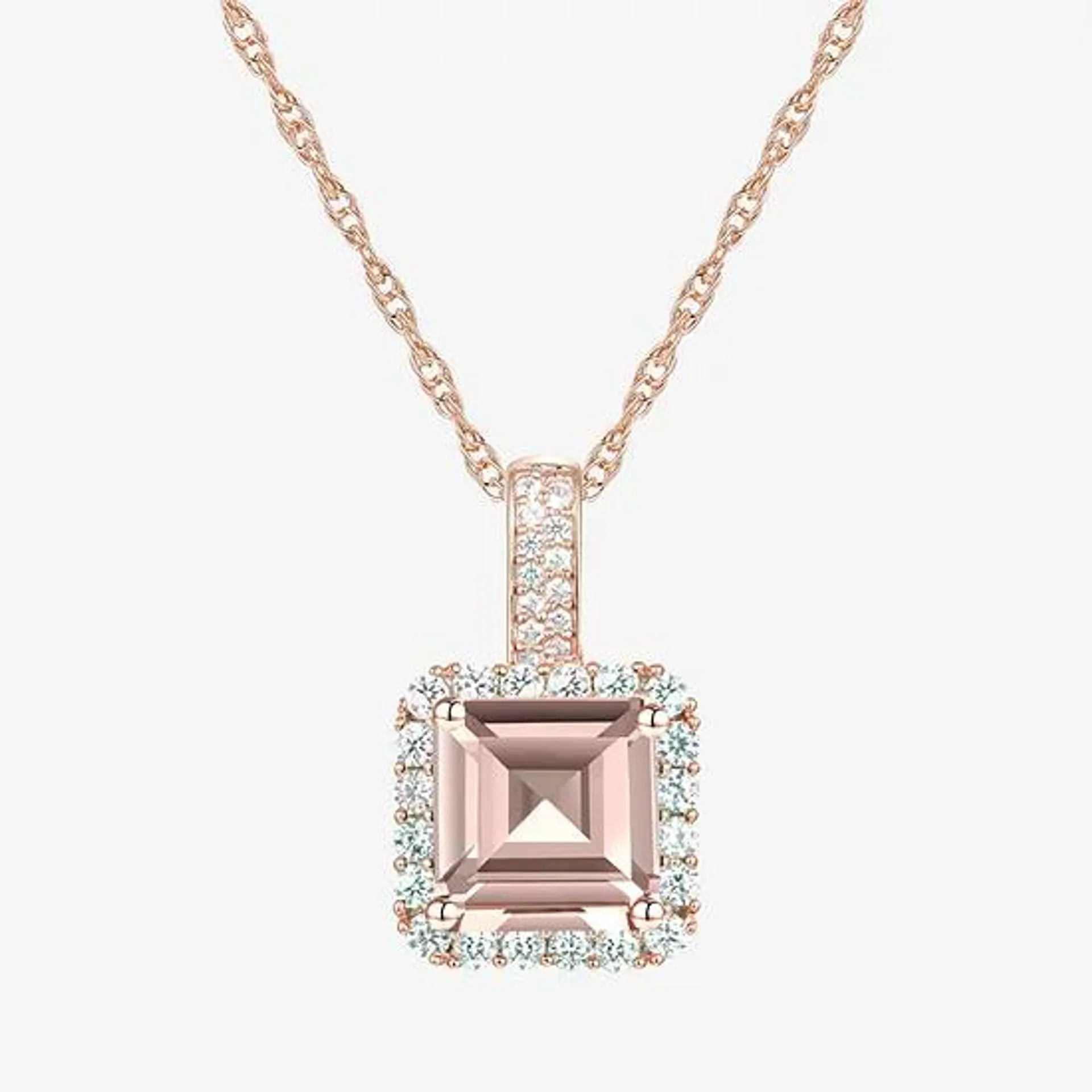 Yes, Please! Womens Lab Created Champagne Sapphire 14K Rose Gold Over Silver Pendant Necklace