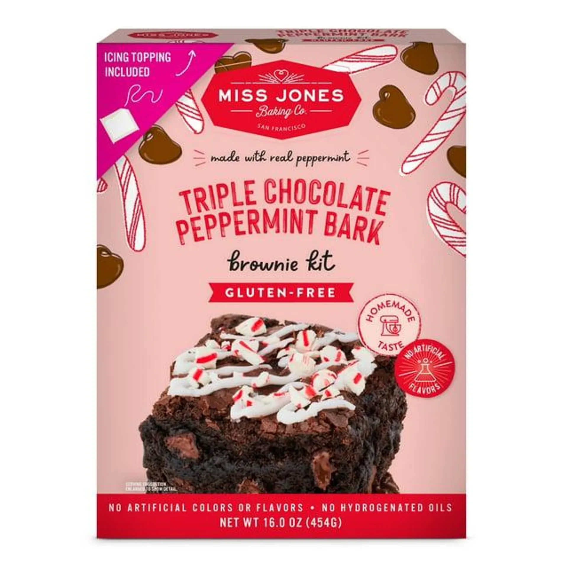 Miss Jones Baking Co. Gluten-Free Triple Chocolate Peppermint Bark Brownie