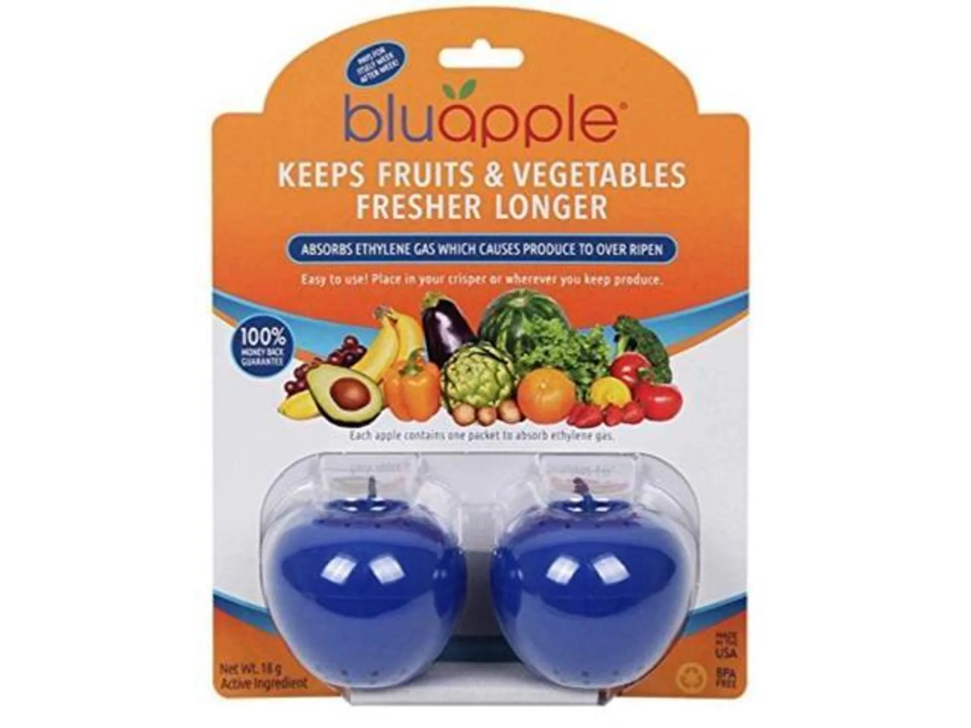 bluapple blue produce freshness balls to keep fruits and vegetables fresher longer one for each crisper drawer