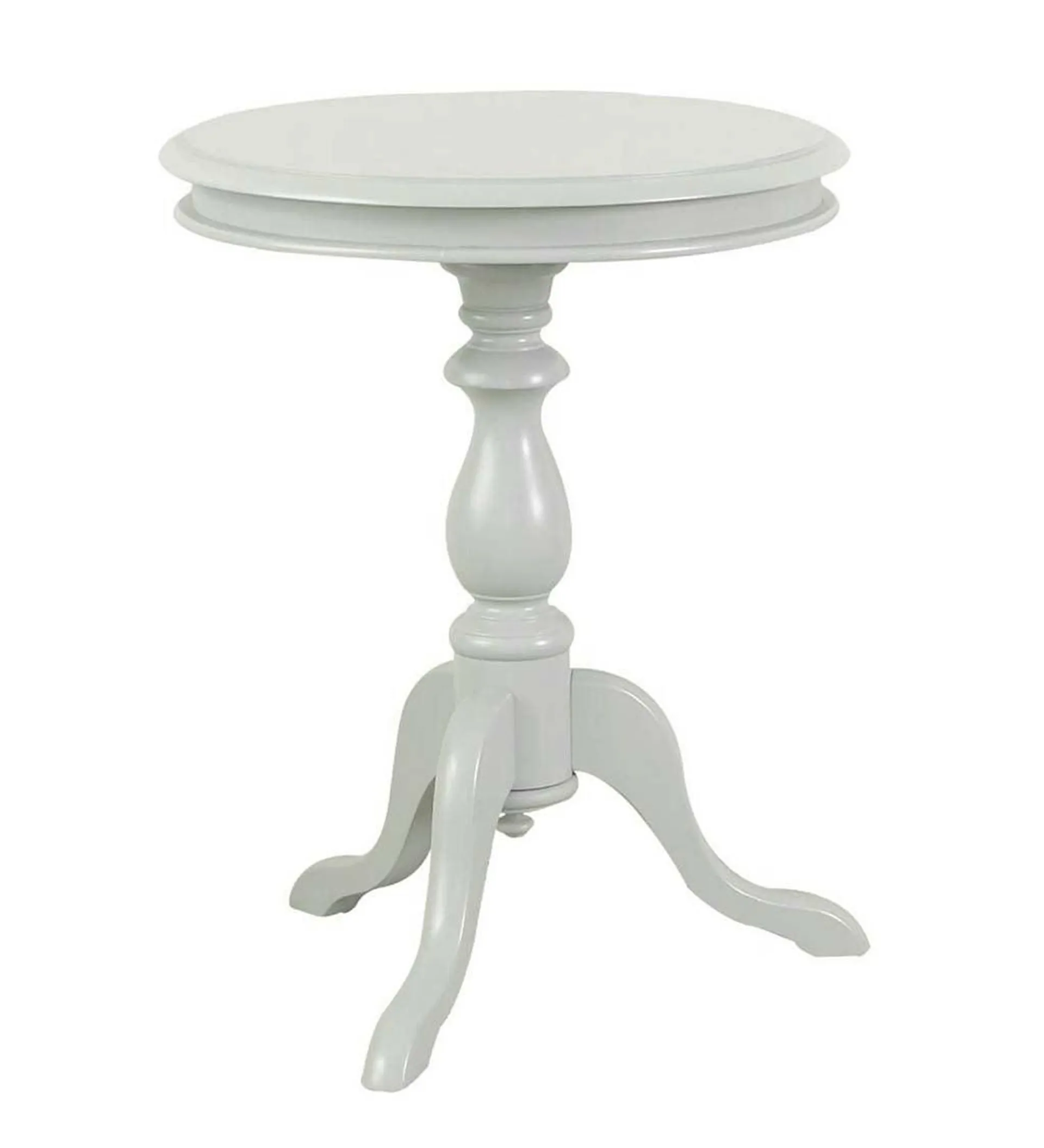 Pedestal-Based Wooden Accent Table - Antique White