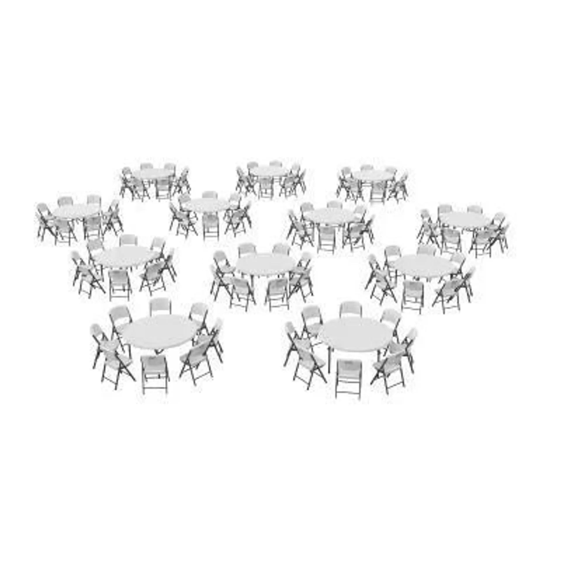 Lifetime (12) 60-Inch Round Stacking Tables and (96) Chairs Combo (Commercial)