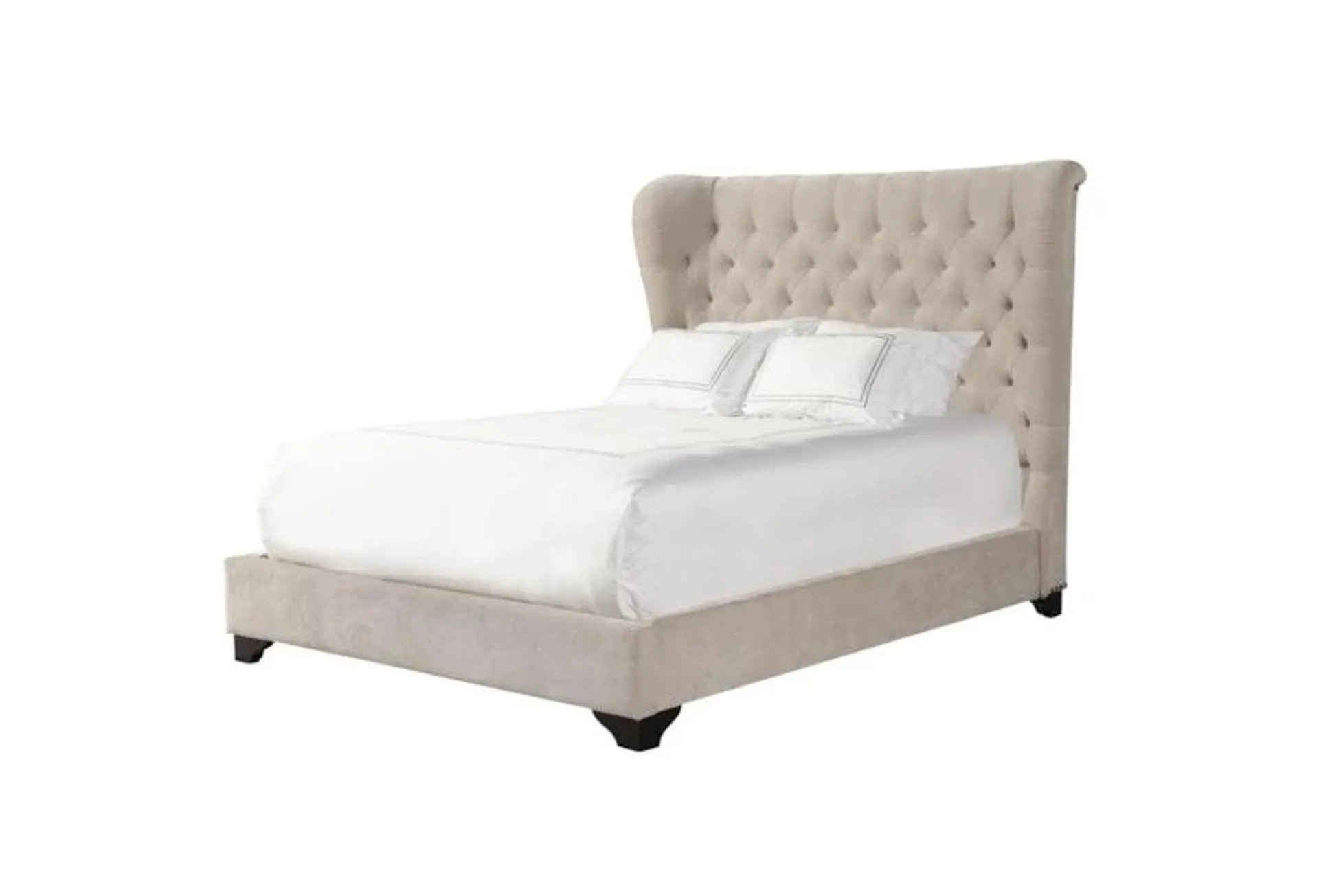 Cailey Beige Queen Upholstered Panel Bed