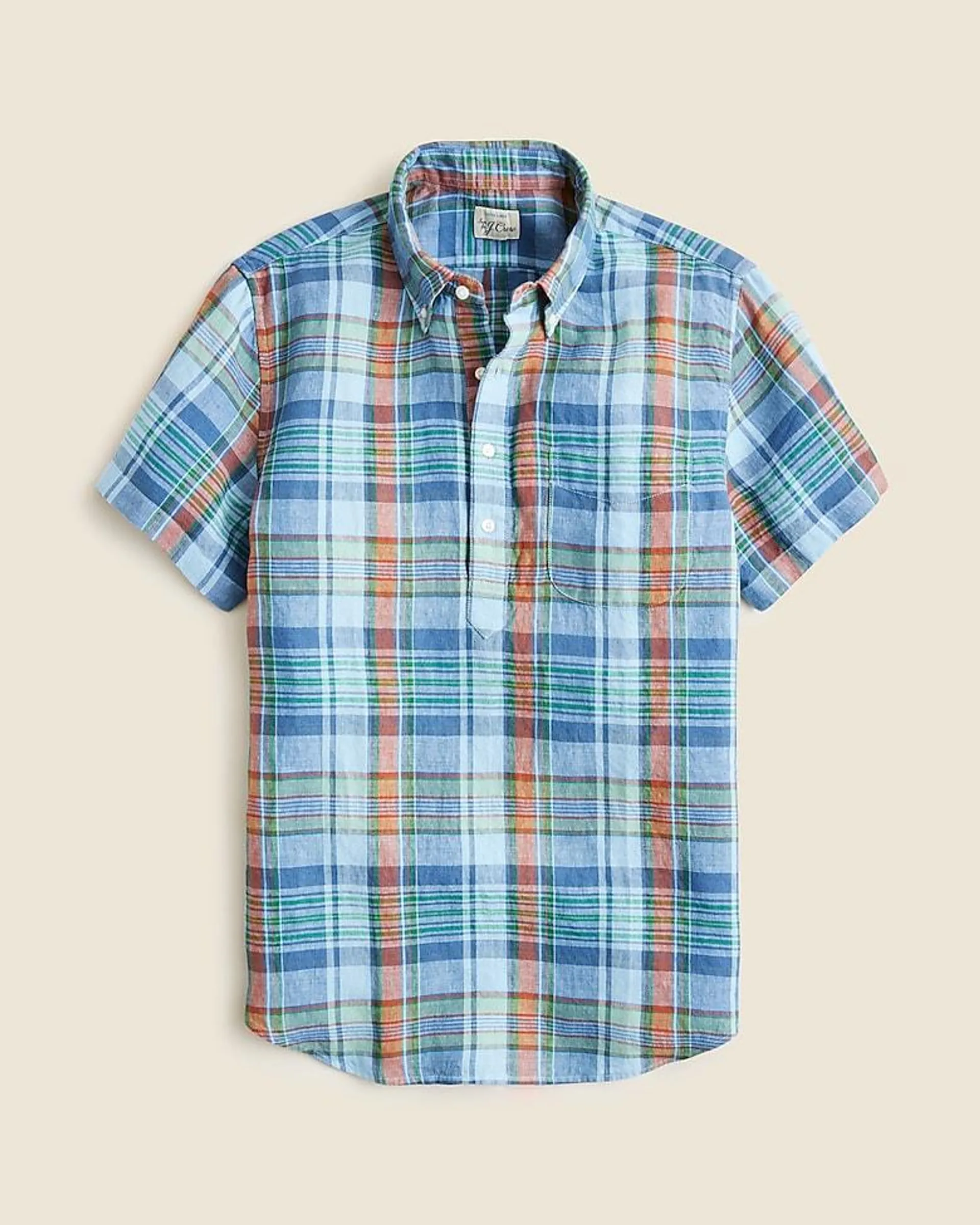 Short-sleeve Baird McNutt Irish linen popover shirt