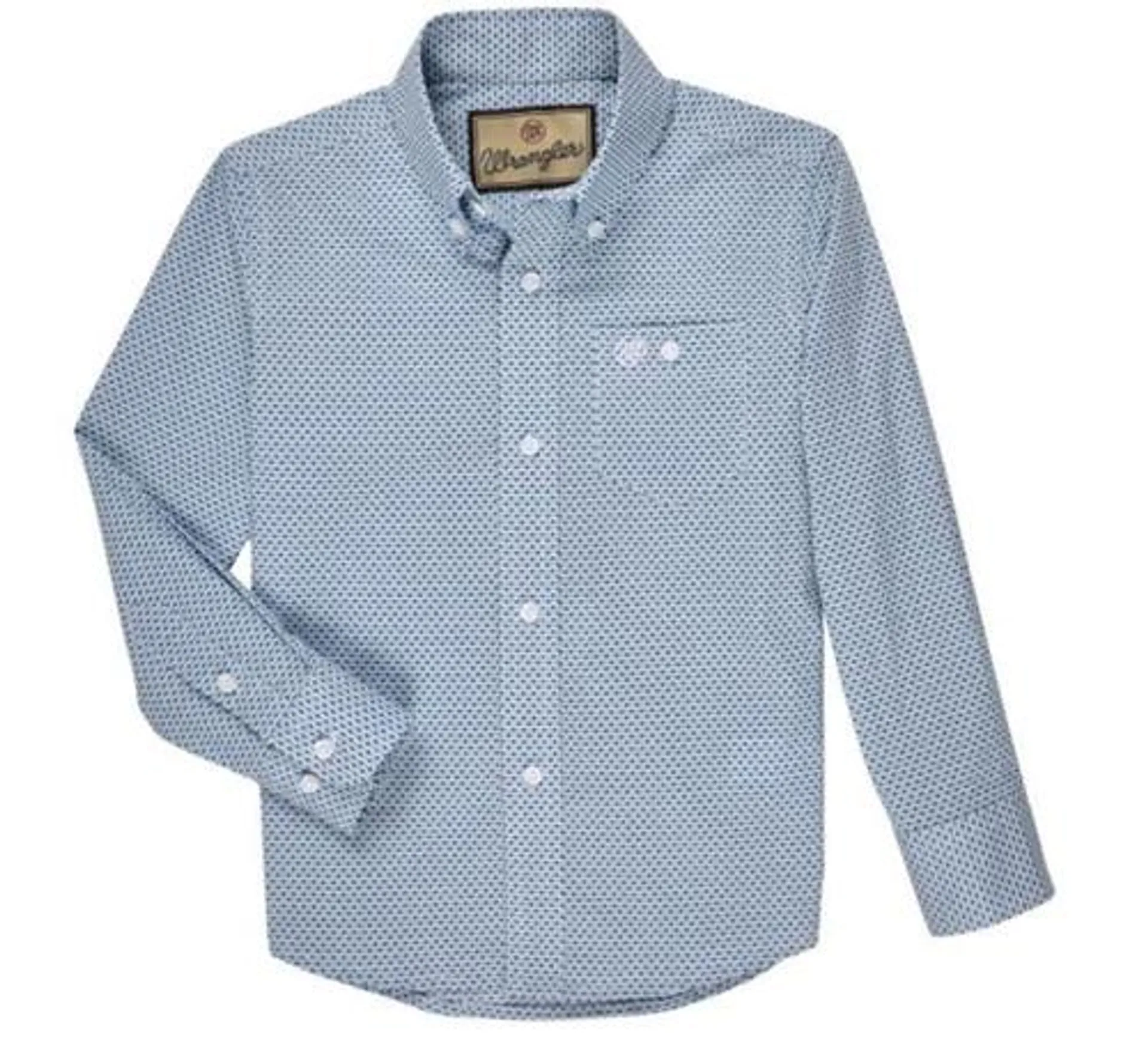 Wrangler Boys Classic Long Sleeve Button-Down Shirt In Blue
