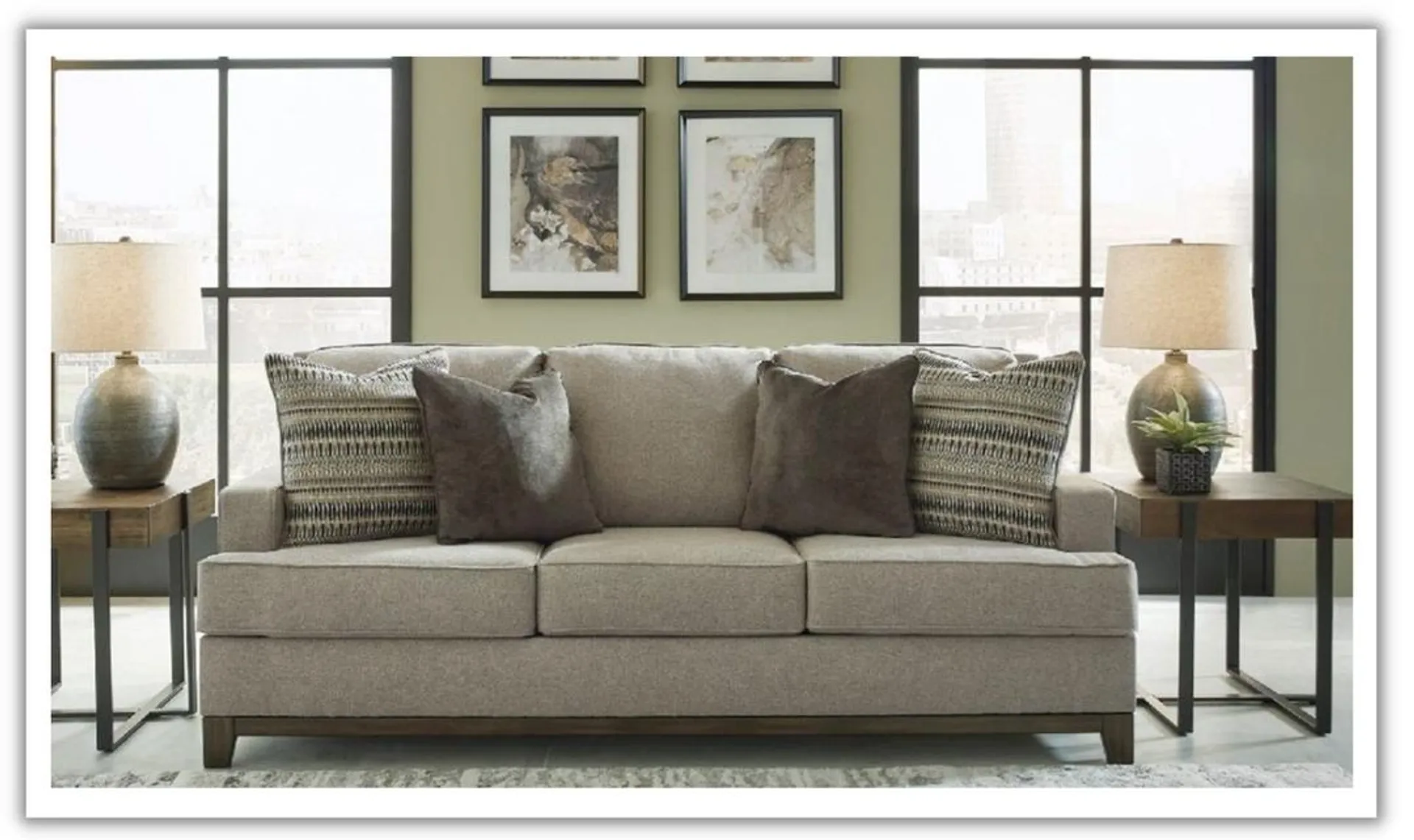 Ashley Kaywood 3-Seater Fabric Sofa in Granite Gray