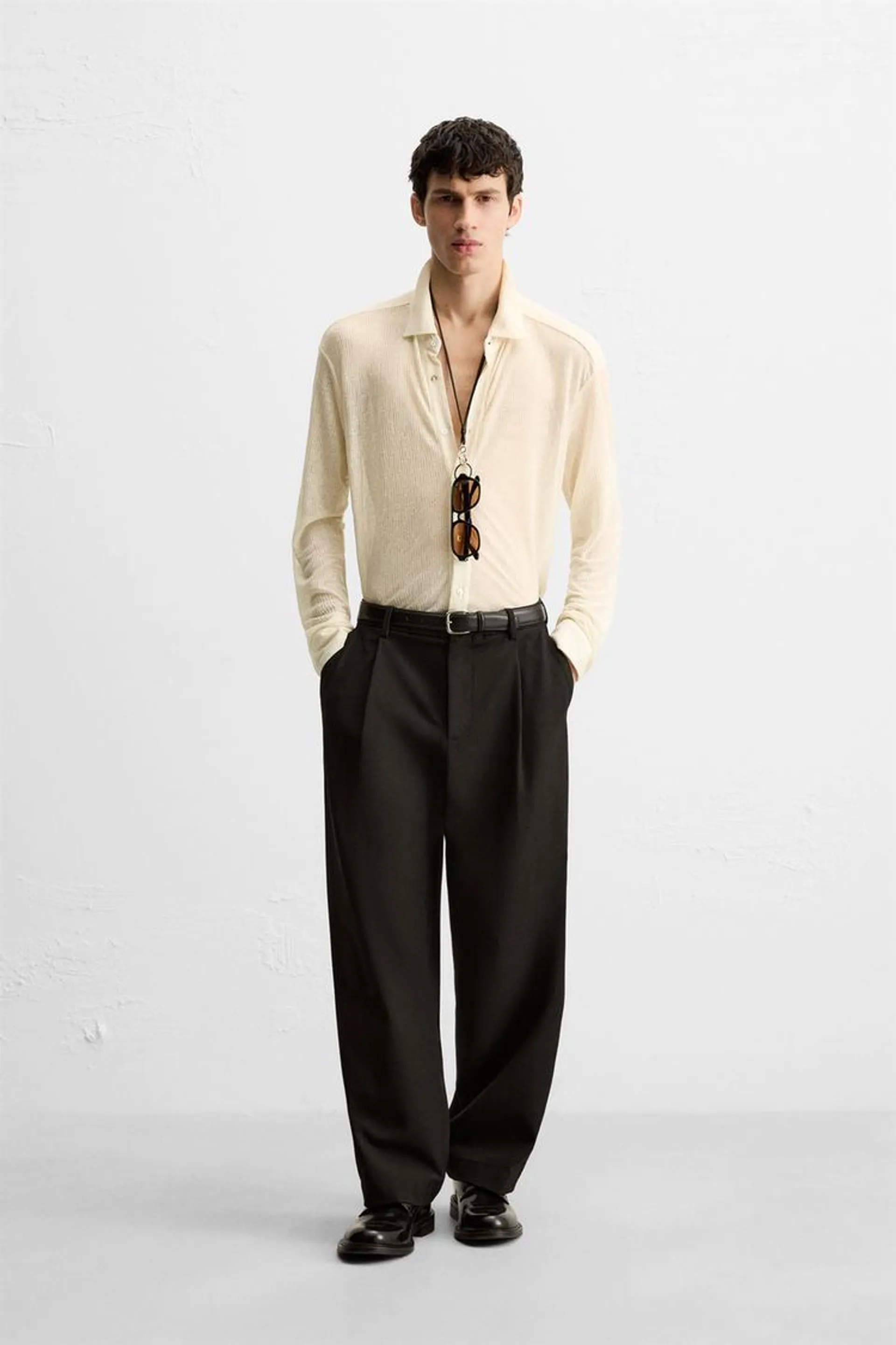 SEMI-SHEER TEXTURED SHIRT