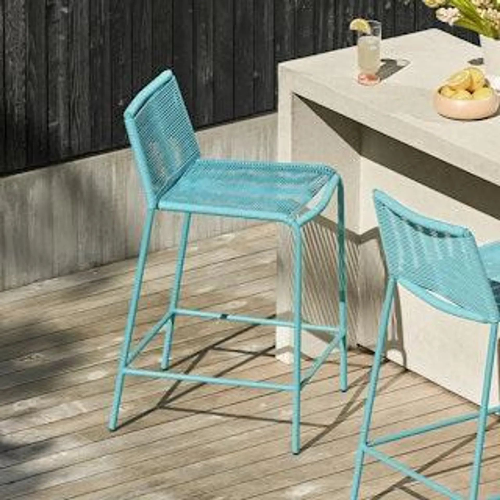 Zina Outdoor Counter Stool - Lago Aqua