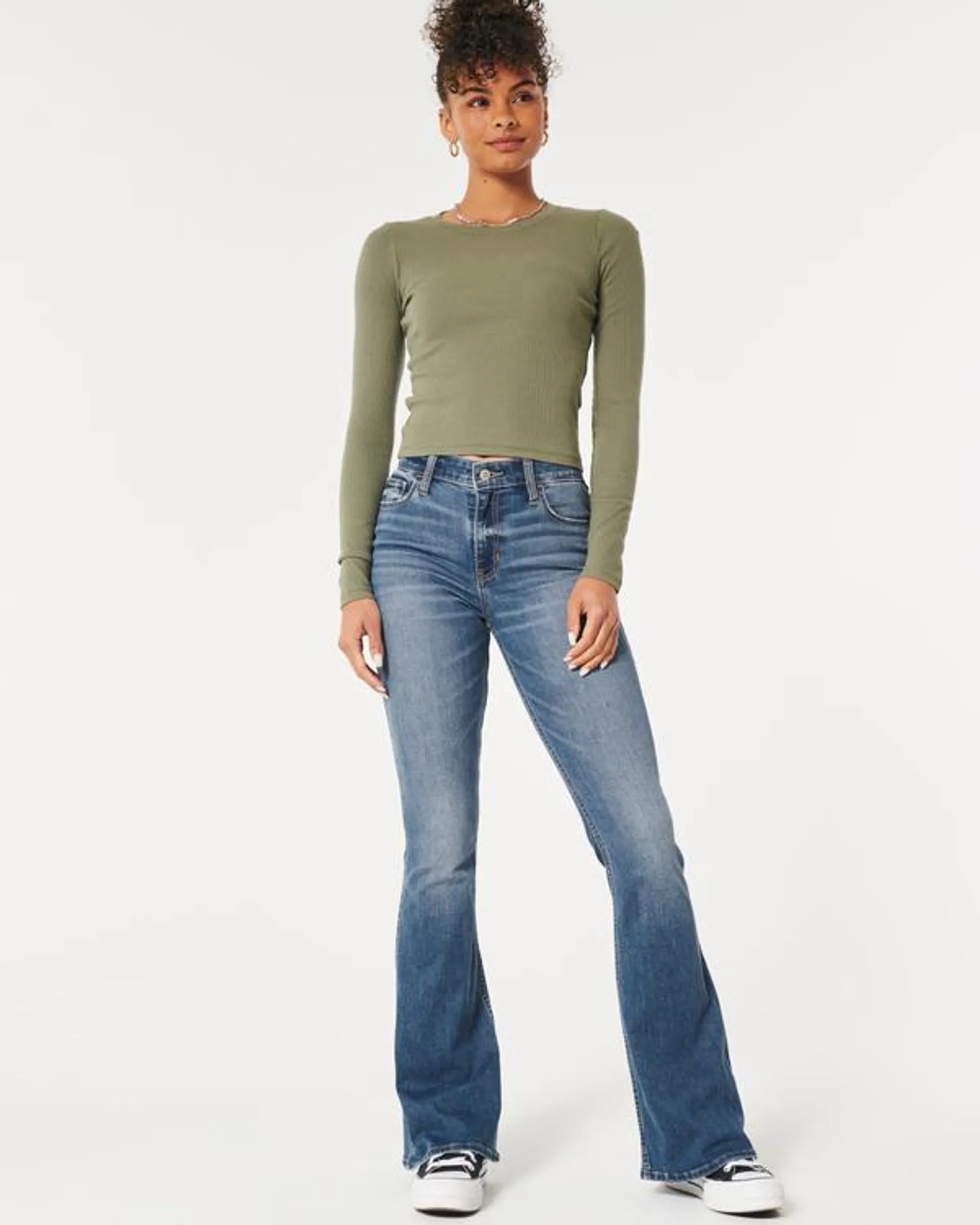 High-Rise Medium Wash Flare Jeans