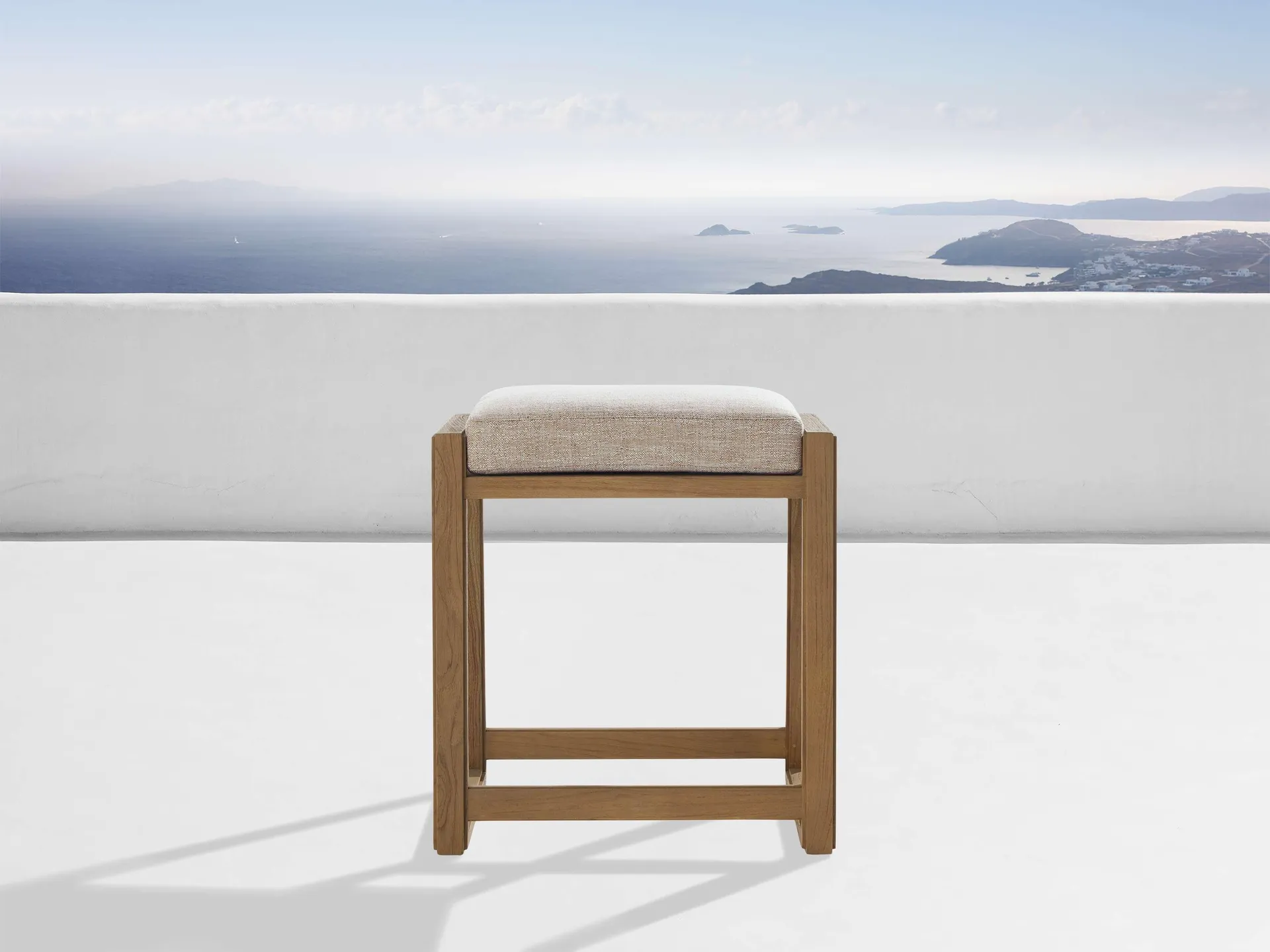 Canyon Outdoor Teak Backless Counter Stool in Priano Malt