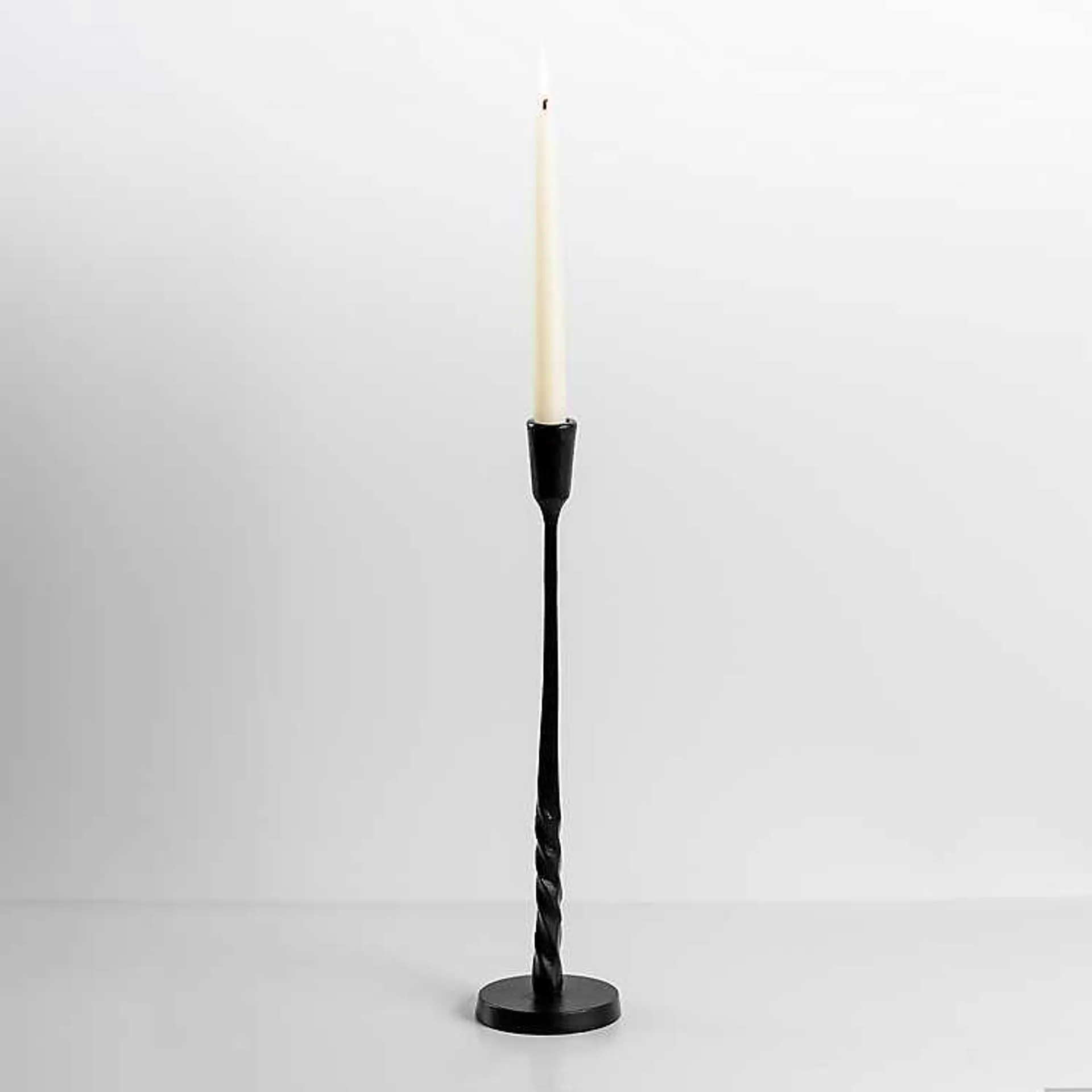Black Metal Twisted Taper Candle Holder, 15 in.
