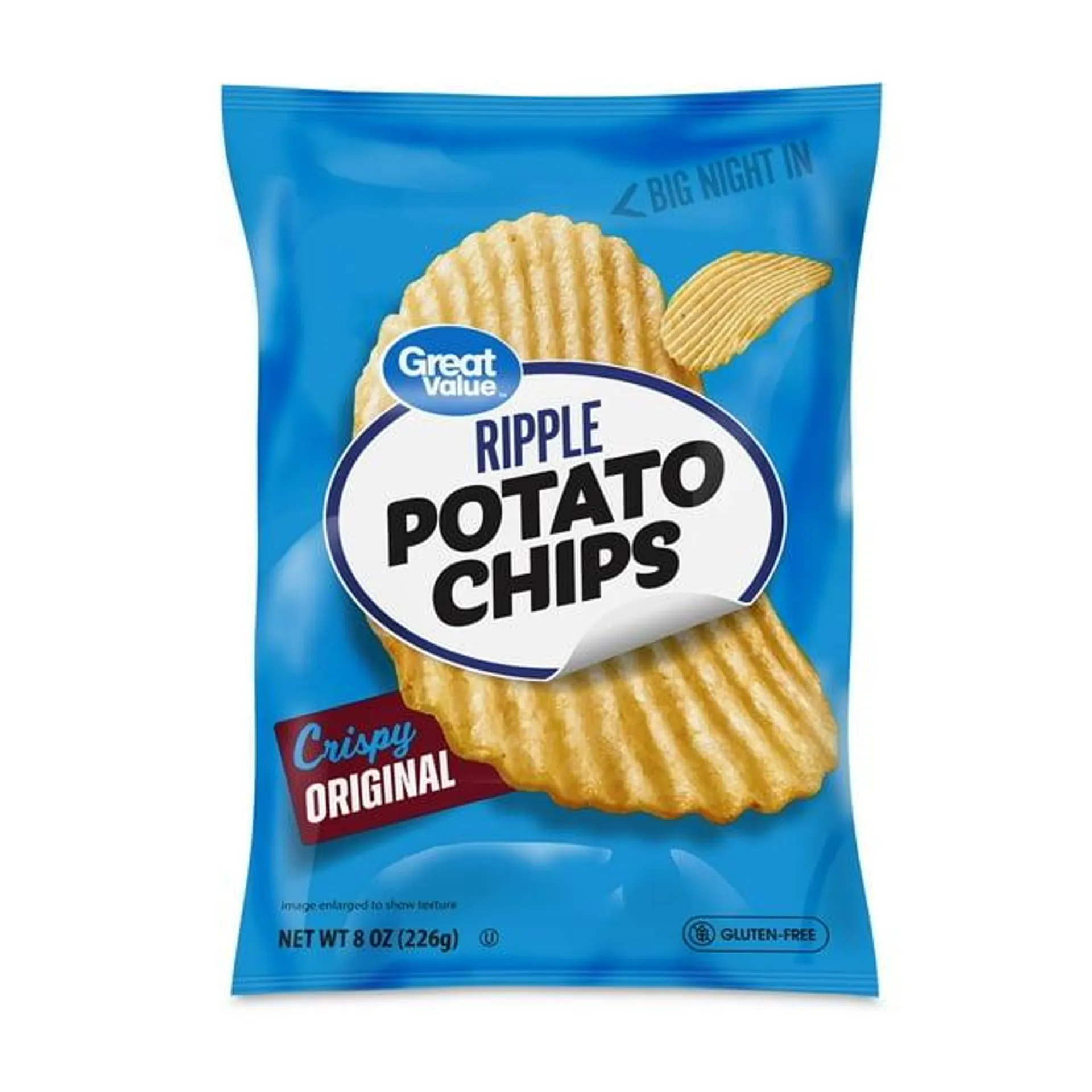 Great Value Rippled Original Potato Chips, 8 oz