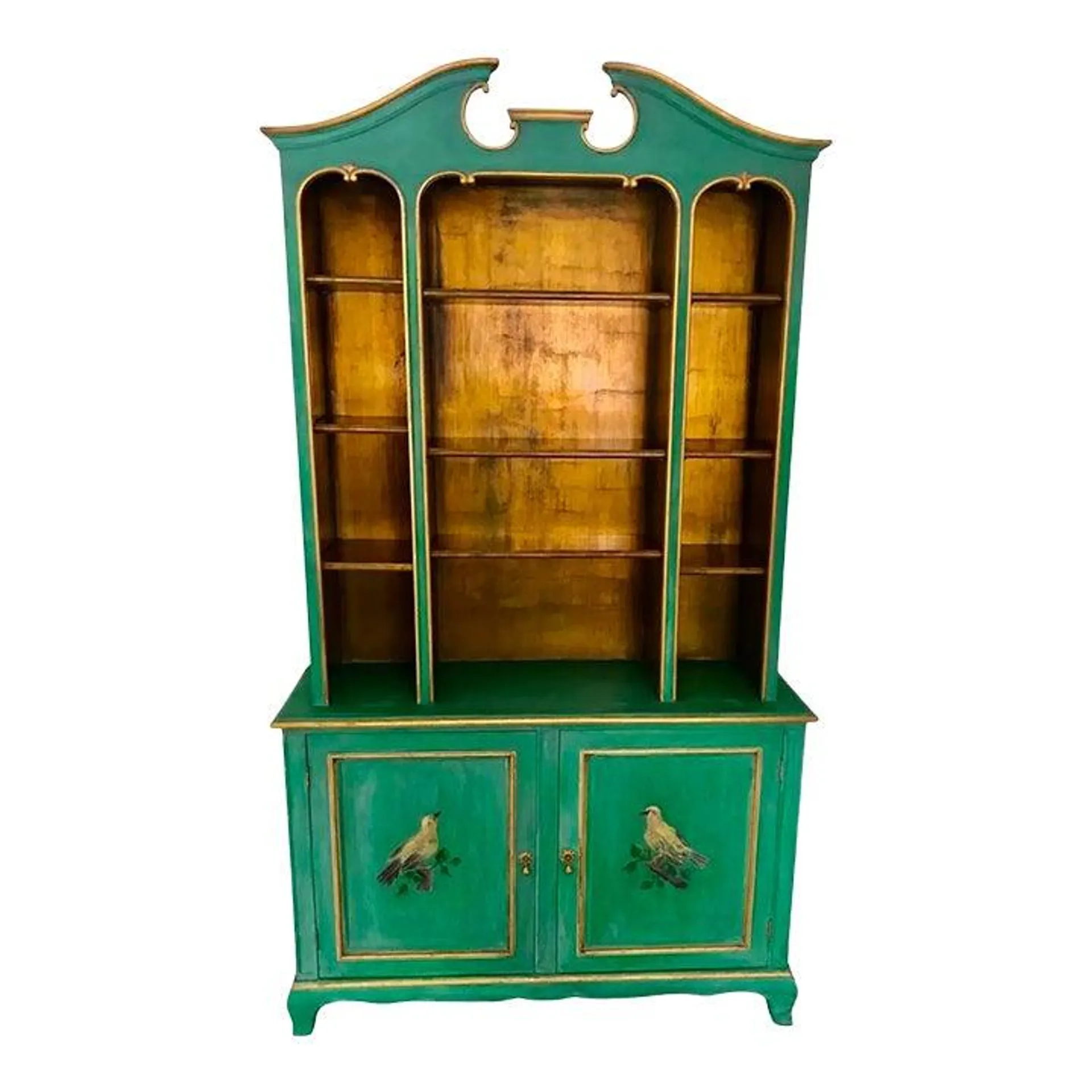 Vintage Hand Painted and Gilded Cabinet or Bookshelf