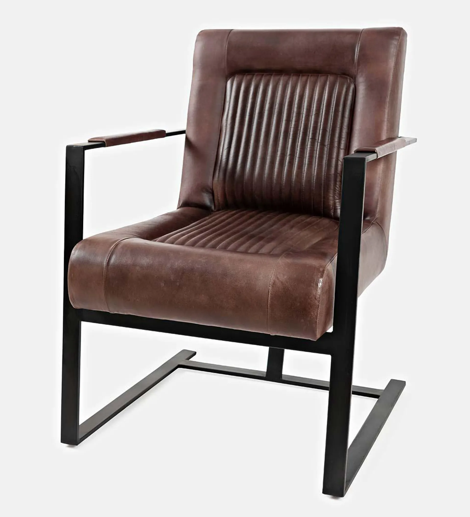 Wayne Leather and Steel Accent Chair - Dark Sienna