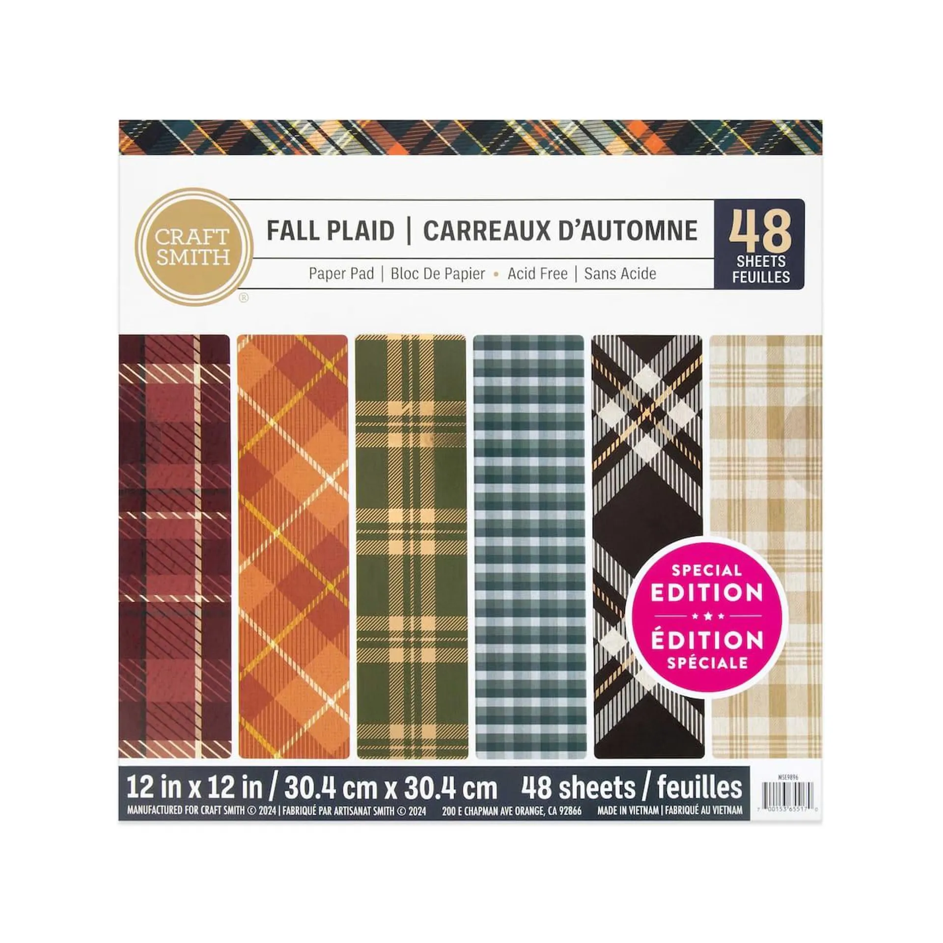 Craft Smith 12" x 12" Fall Plaid Paper Pad