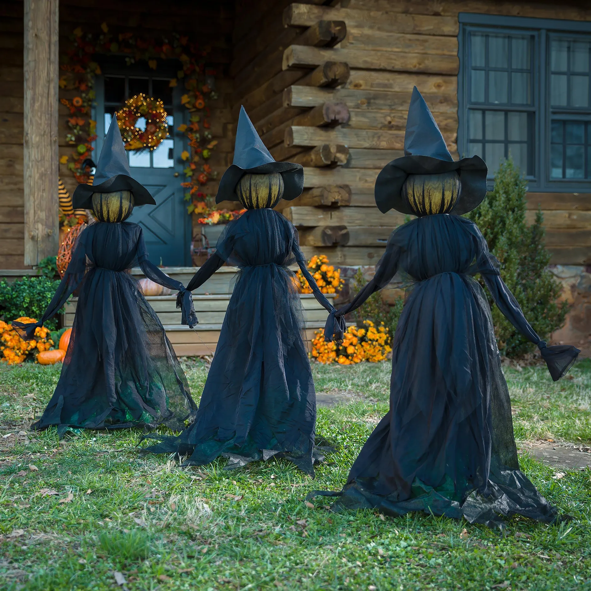 Lighted Halloween Witch Stakes, Set of 3