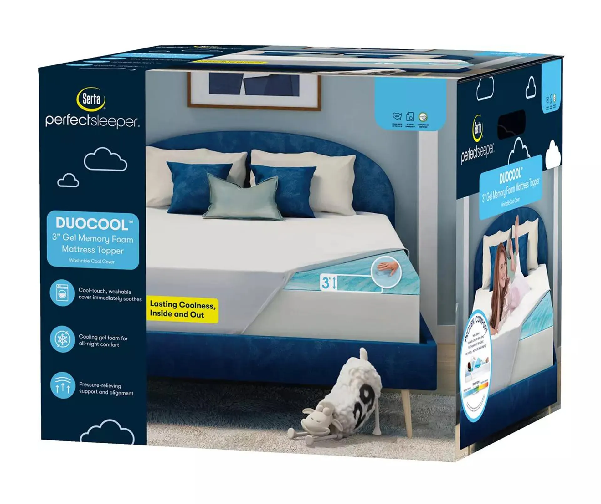 Duocool 3" Full Gel Memory Foam Mattress Topper