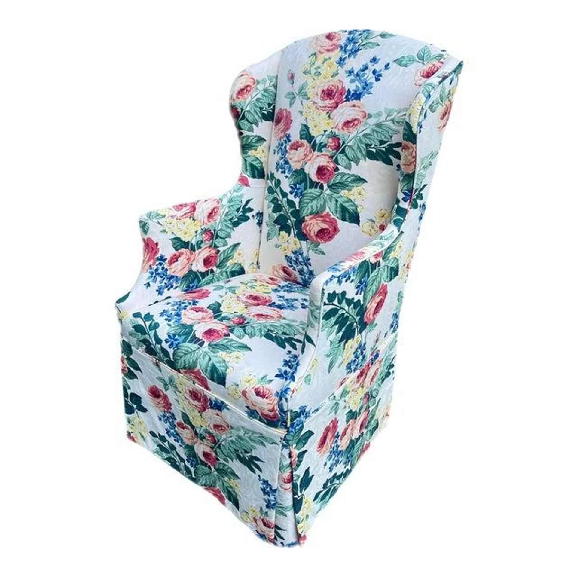 Mario Buatta Style English Custom Upholstered Floral Chair