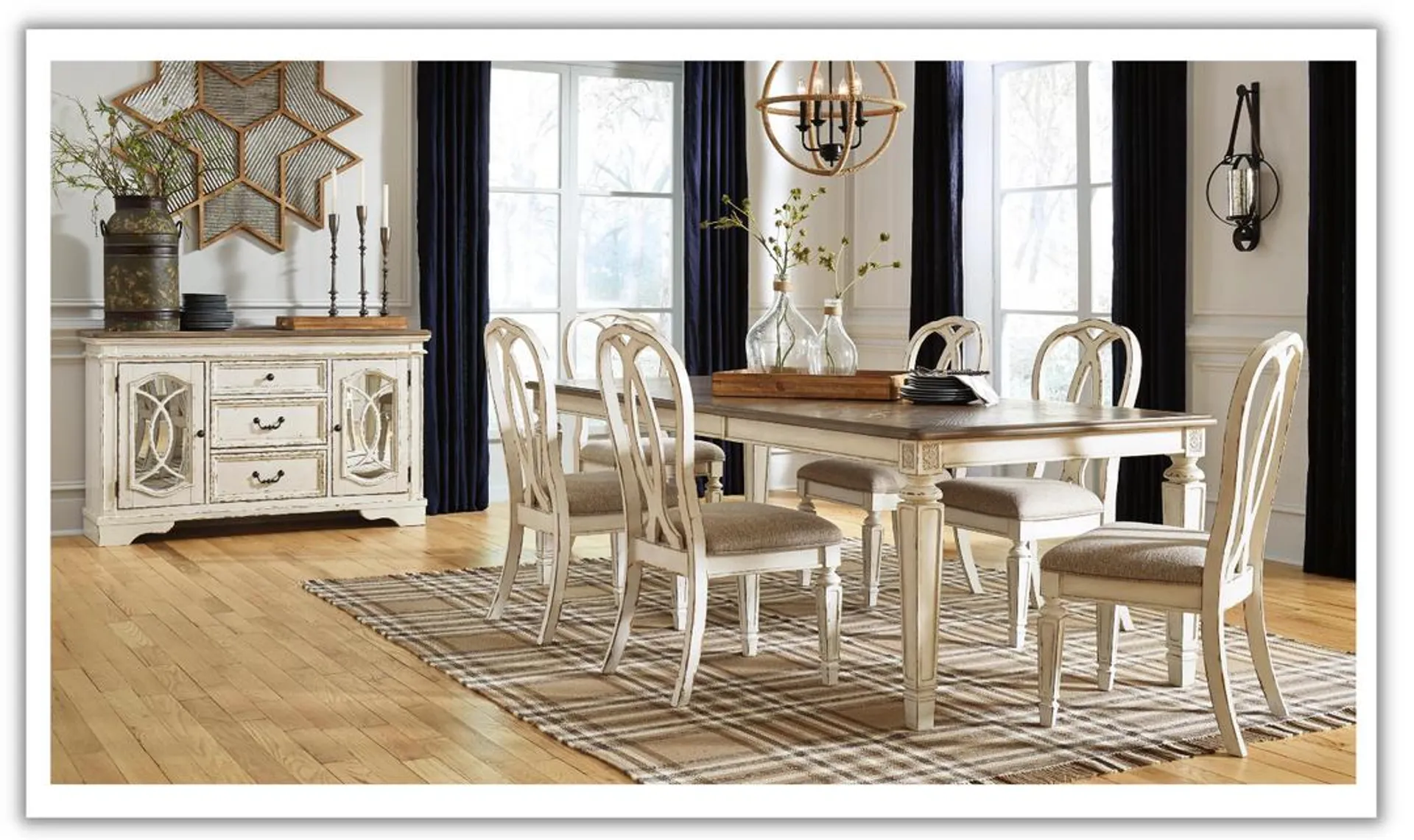 Ashley Realyn 4-Seater Wooden Dining Table Set