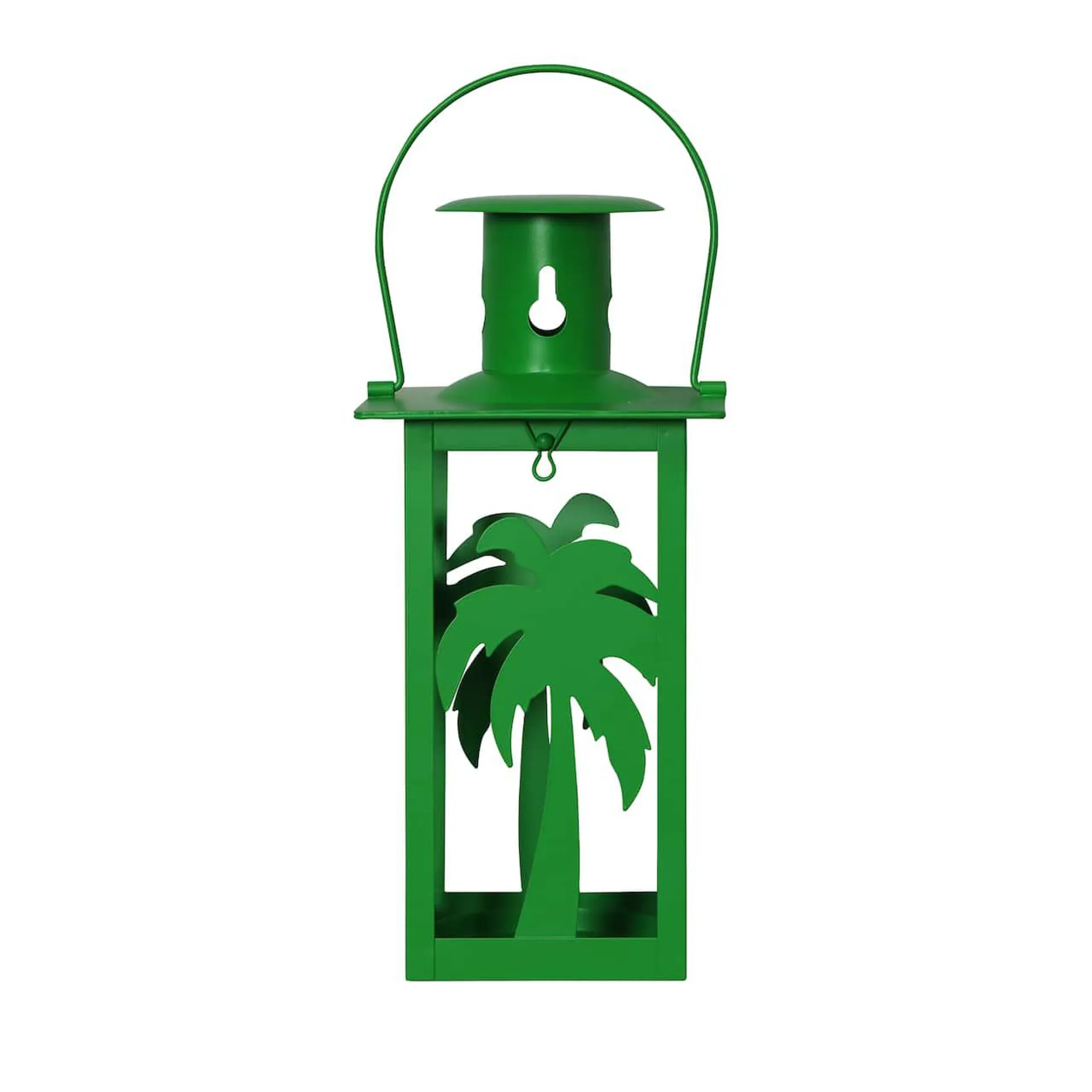 11" Green Palm Tree Metal Lantern by Ashland®