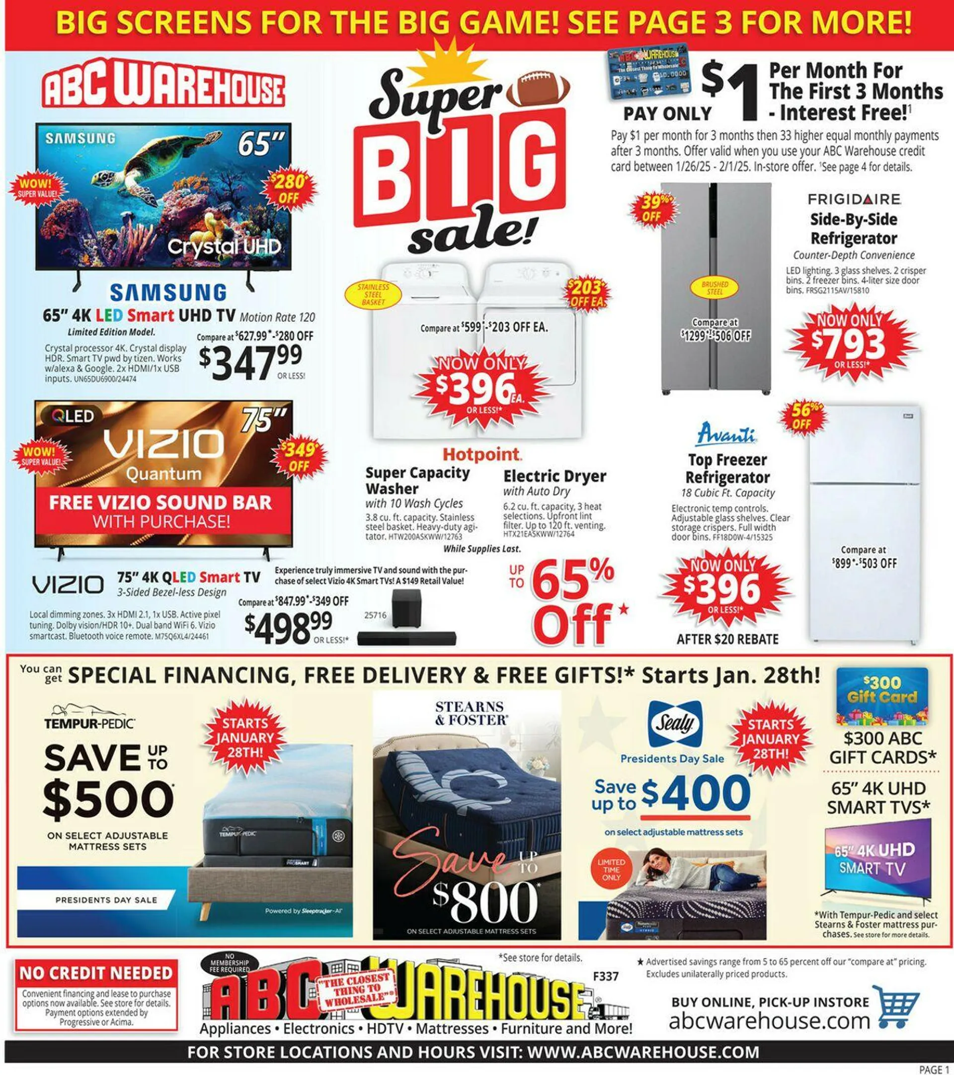 ABC Warehouse Current weekly ad - 1