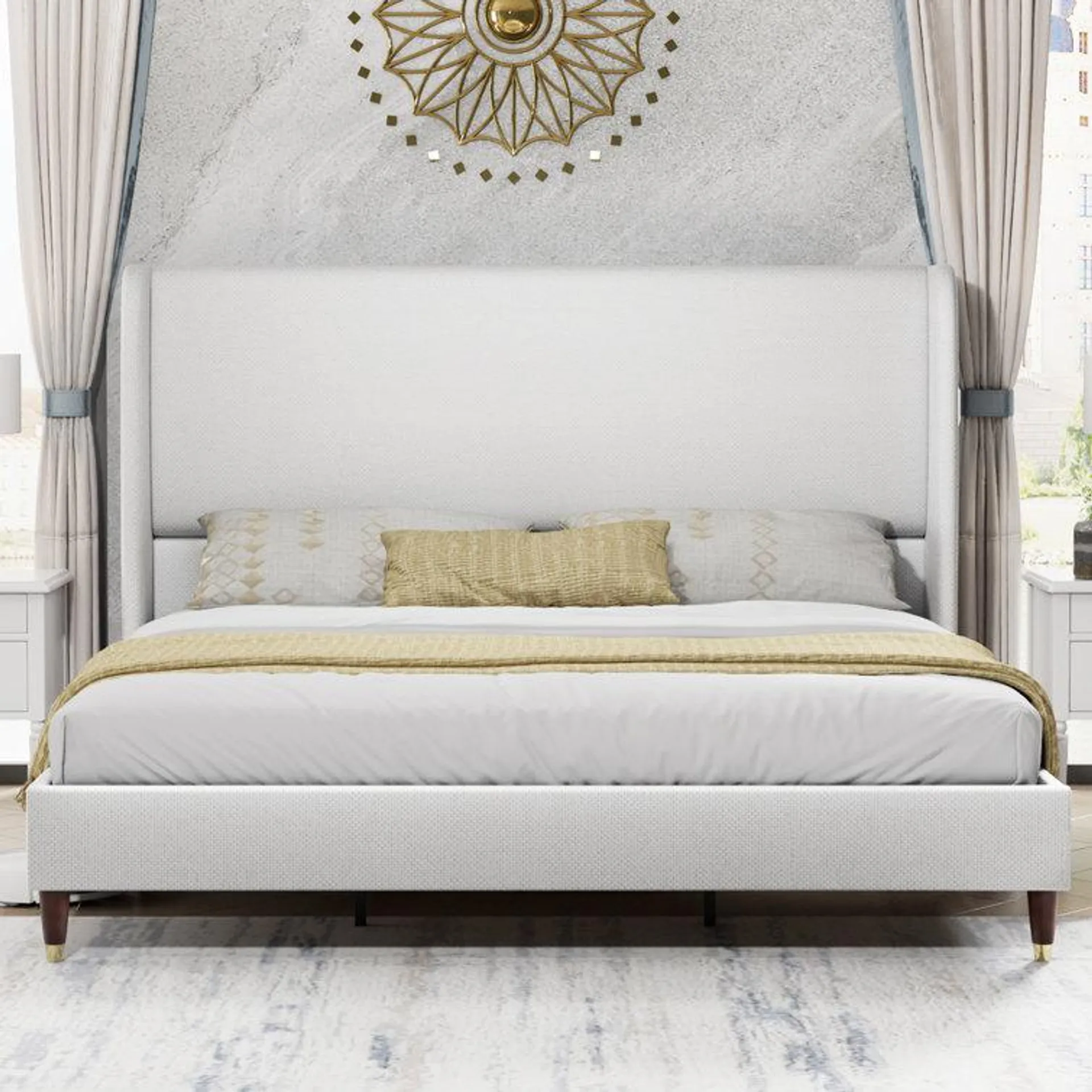 Belo Upholstered Wingback Bed