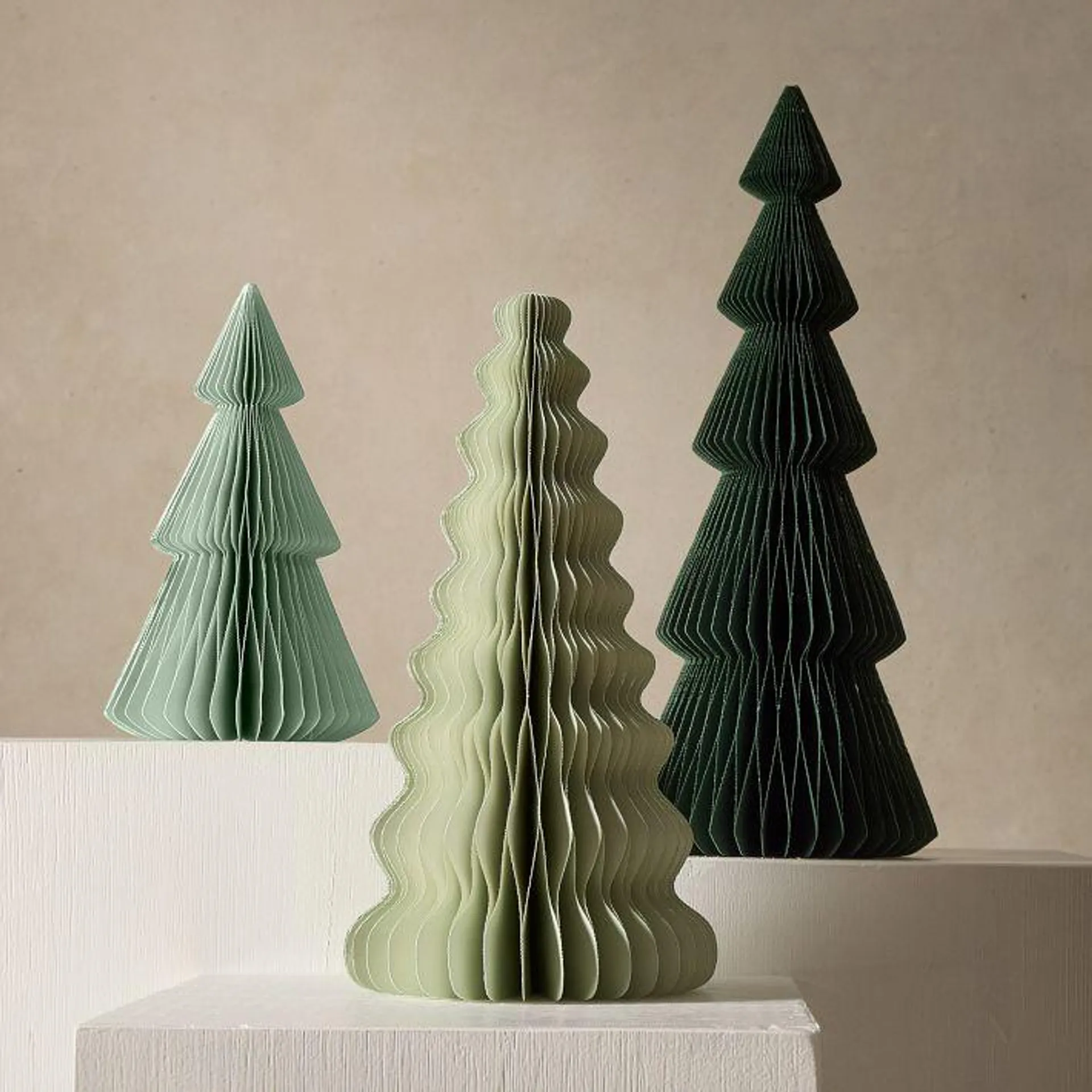 Tonal Green Decorative Paper Tabletop Trees