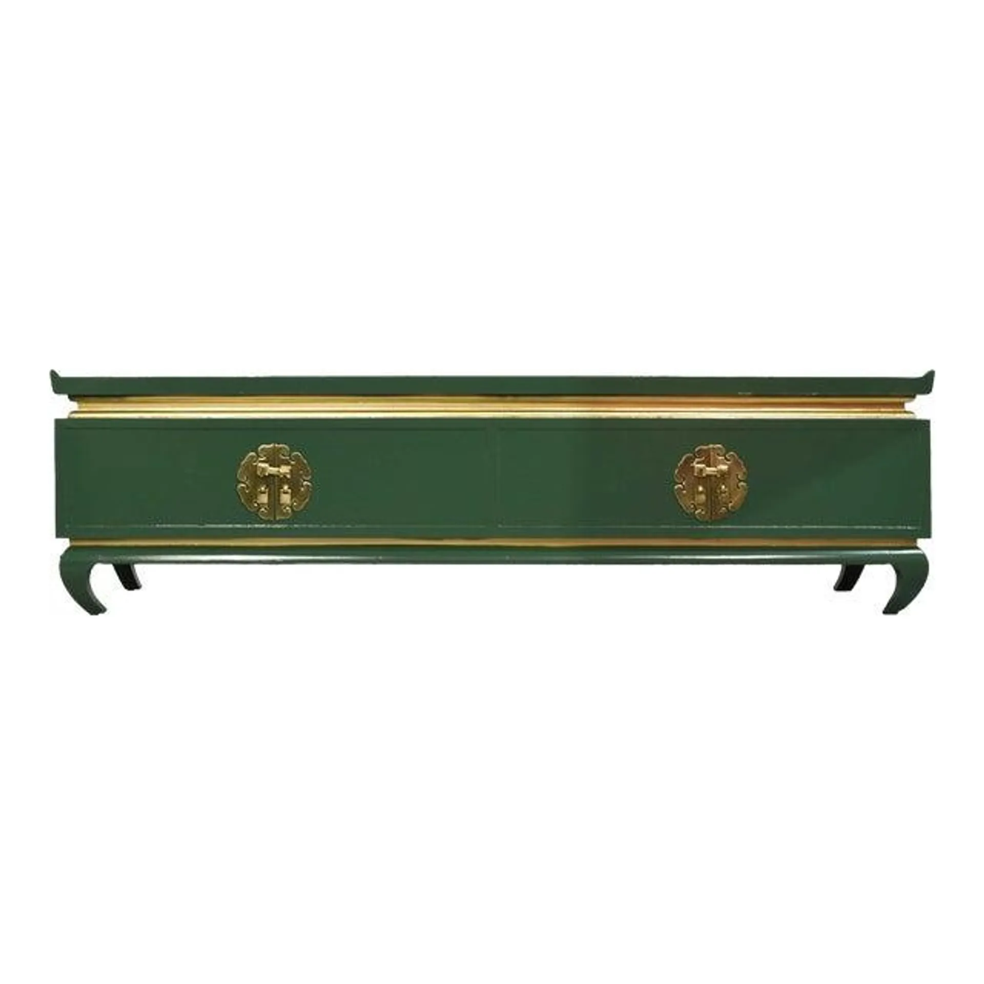 Vintage Chin Hua Ming Table or Bench in Green and Gold - Newly Painted