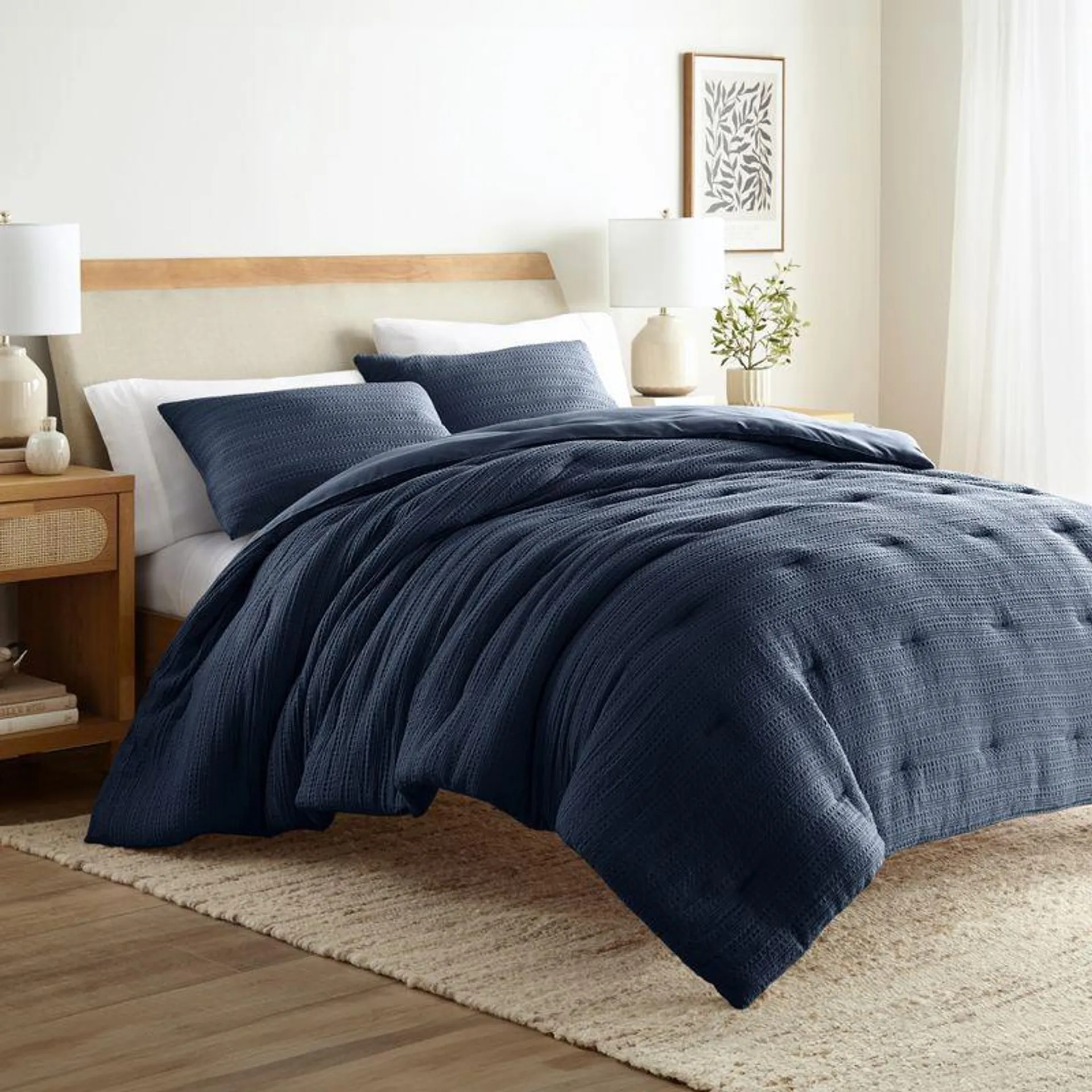 Waffle Textured Comforter Set All Season Down-Alternative Ultra Soft Bedding - Becky Cameron