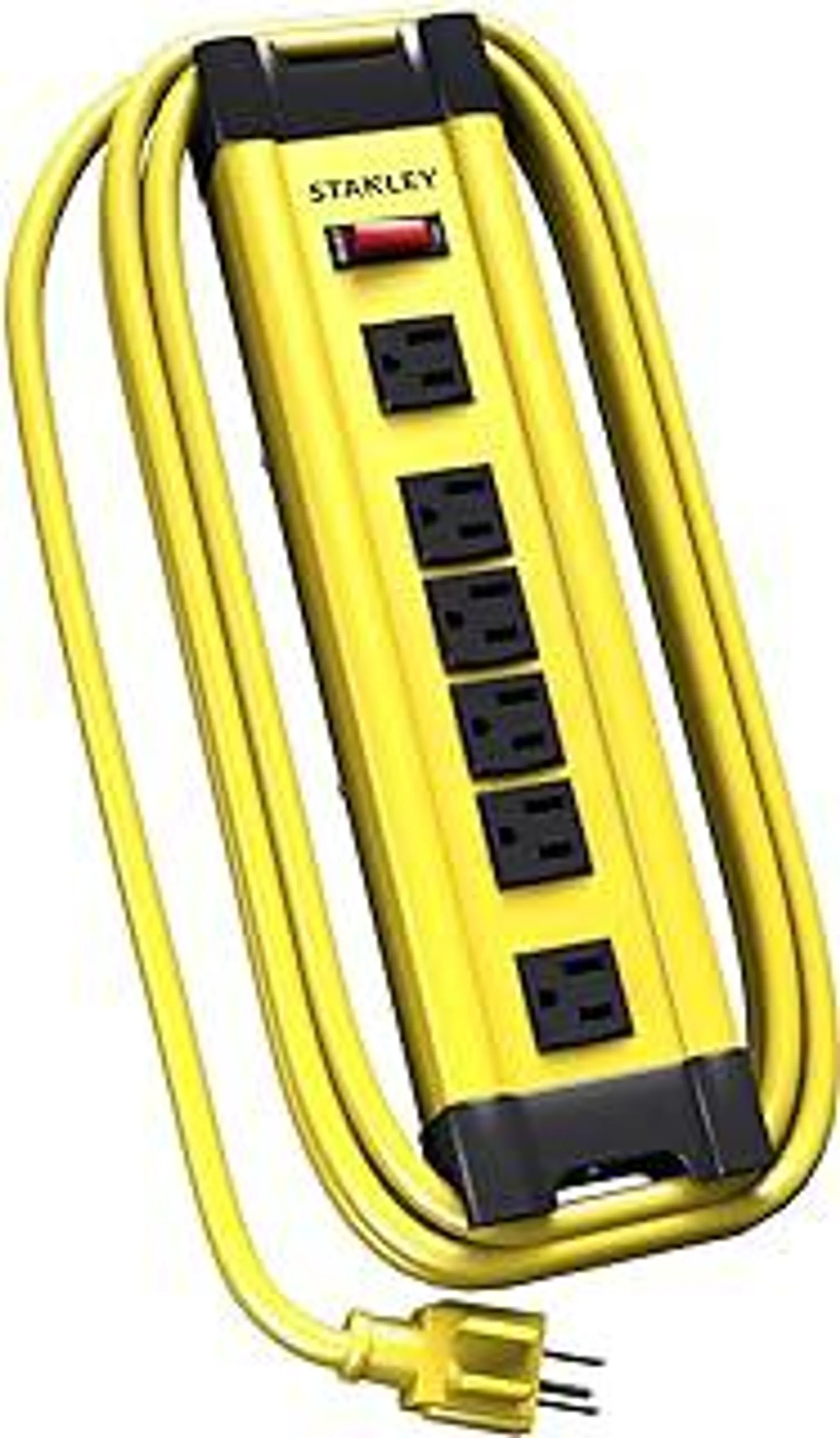 Stanley 31608 ShopMax 6-Outlet Metal Power Strip, Yellow, 10-Foot