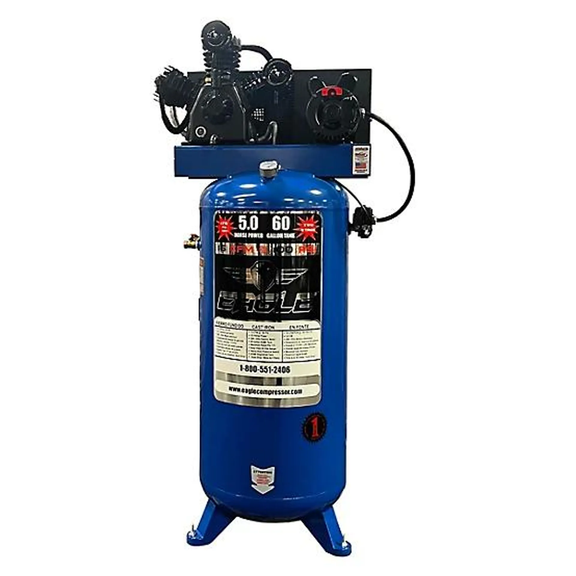 5 HP 60 gal. 2-Stage Upright Stationary Air Compressor, 175 PSI