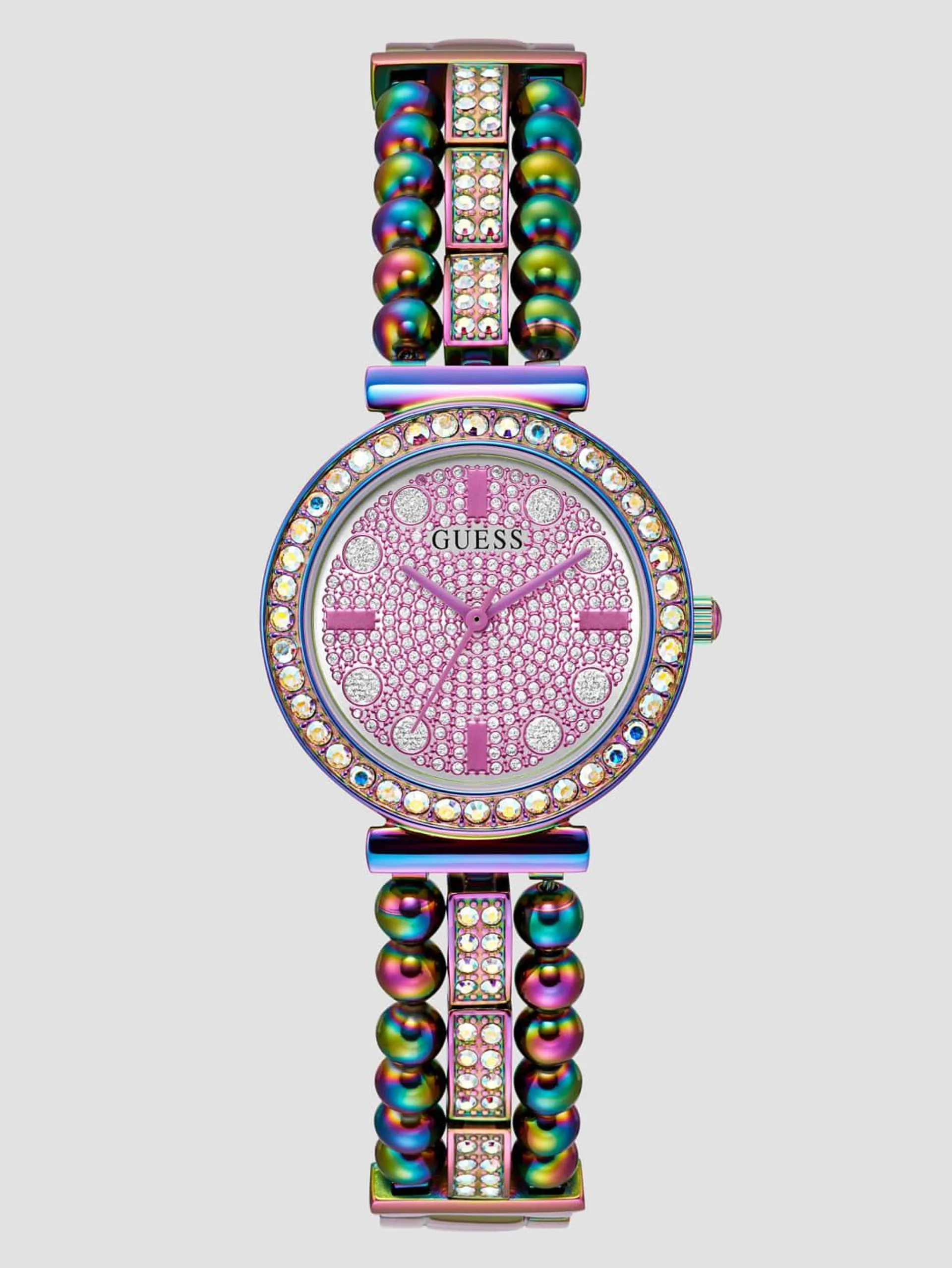 Iridescent Rhinestone Analog Watch