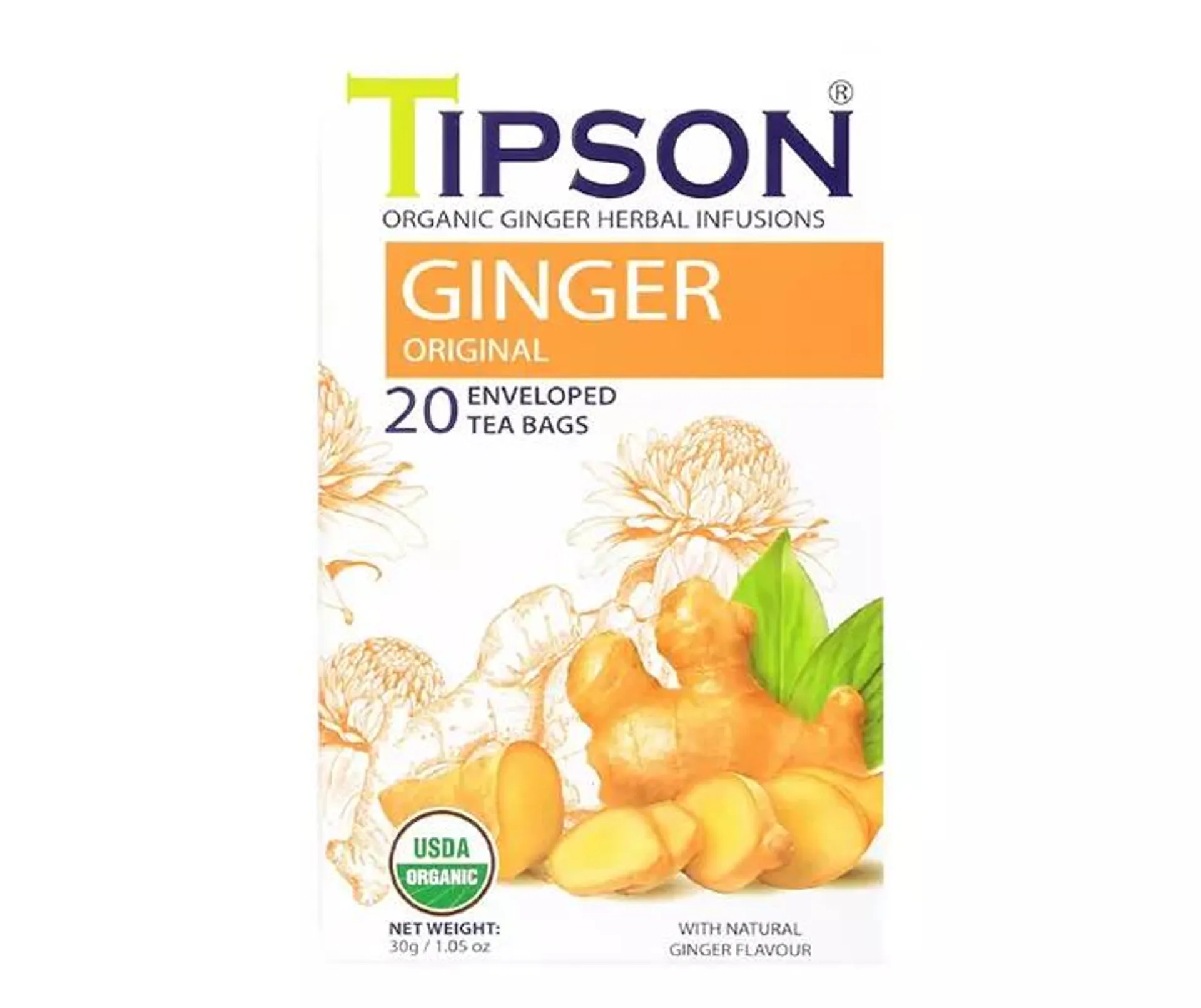 Ginger Herbal Infusion Tea Bags, 20-Pack