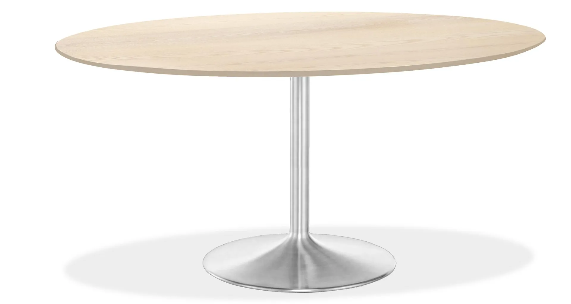 Aria 60w 37d Oval Table with Sand Top and Stainless Steel Base