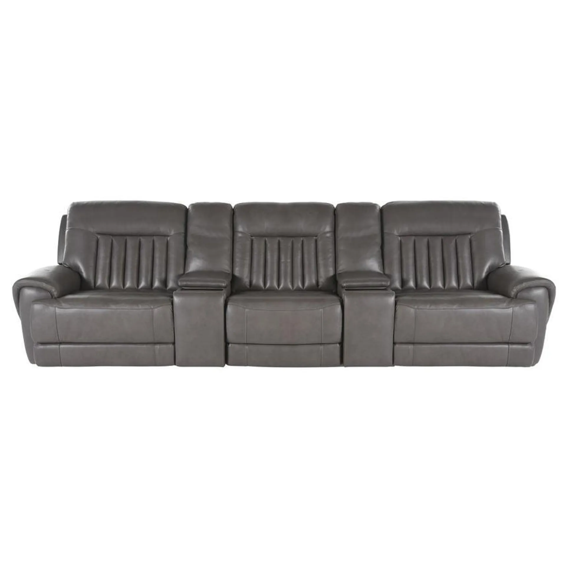 Devin Gray Home Theater Leather Seating with 5PCS/3PWR