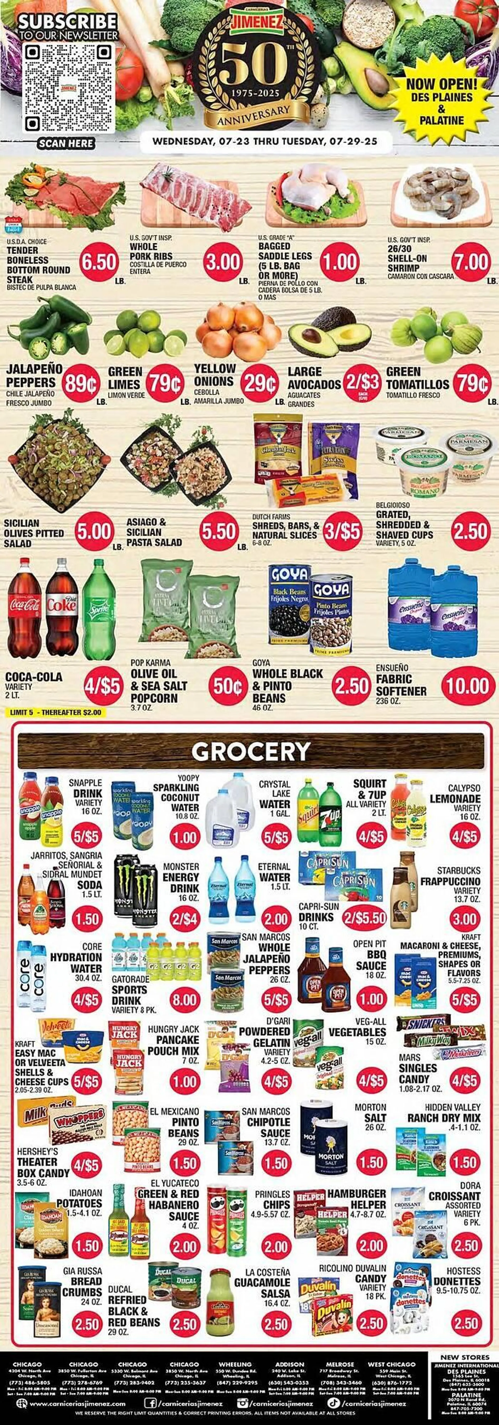 Weekly ad Carnicerias Jimenez Weekly Ad from July 23 to July 29 2025 - Page 1