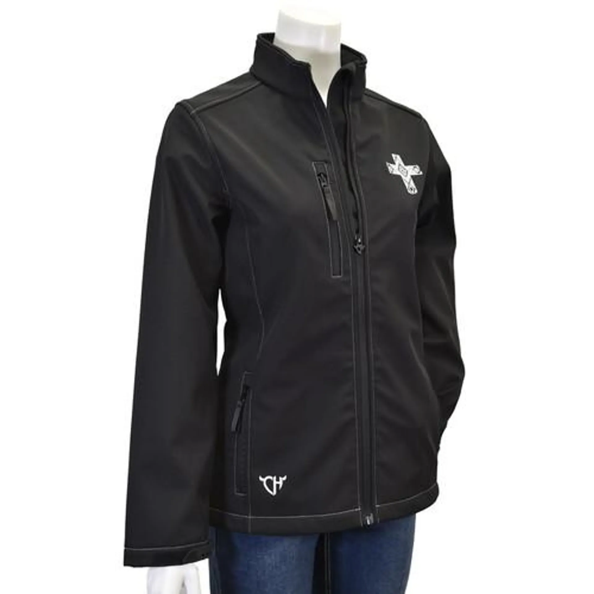 Cowgirl Hardware Women's Black Jacket with Aztec Cross Logo