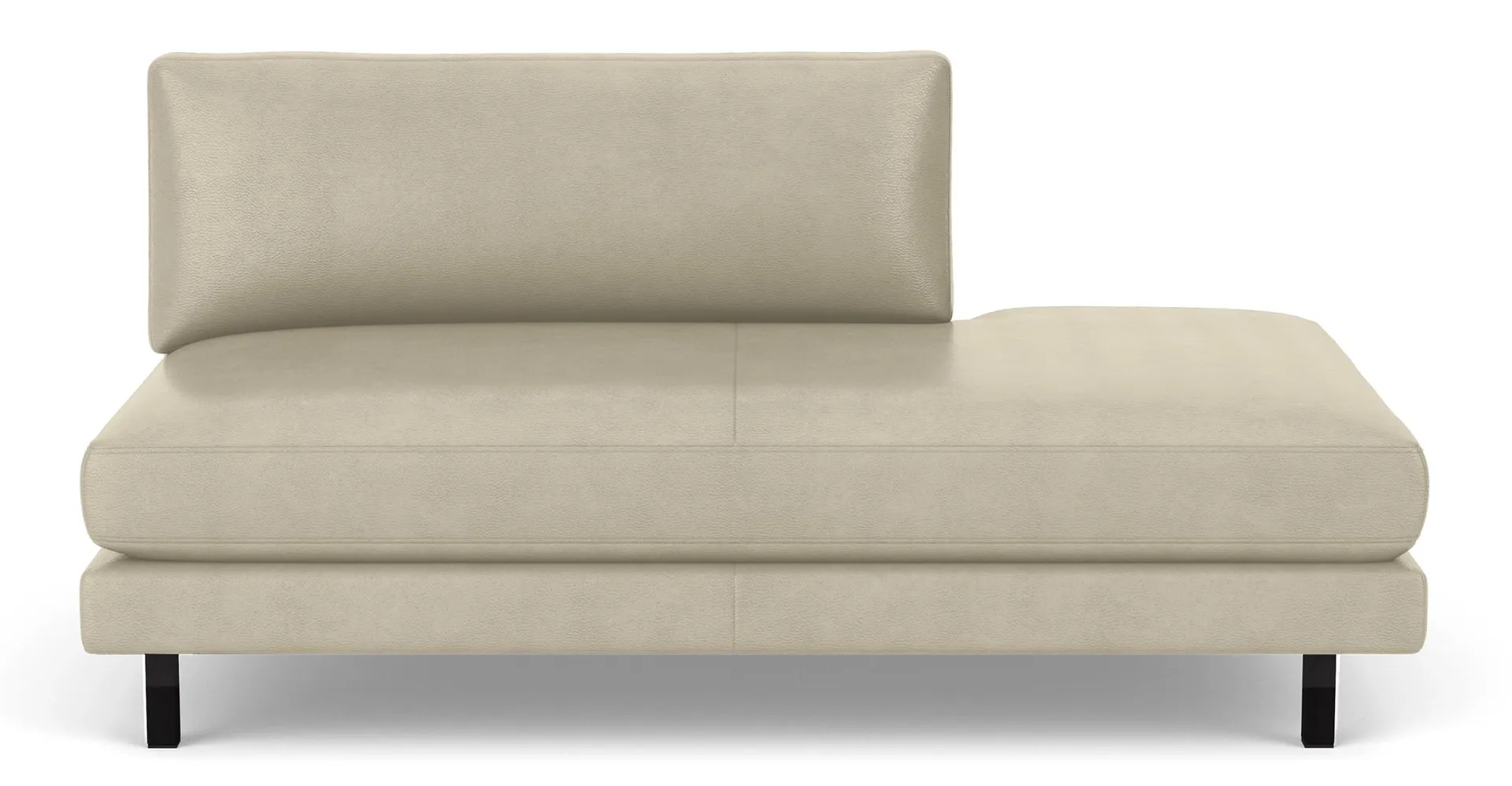 Cade 67" Left-Back Sofa in Urbino Ivory Leather with Natural Steel Legs