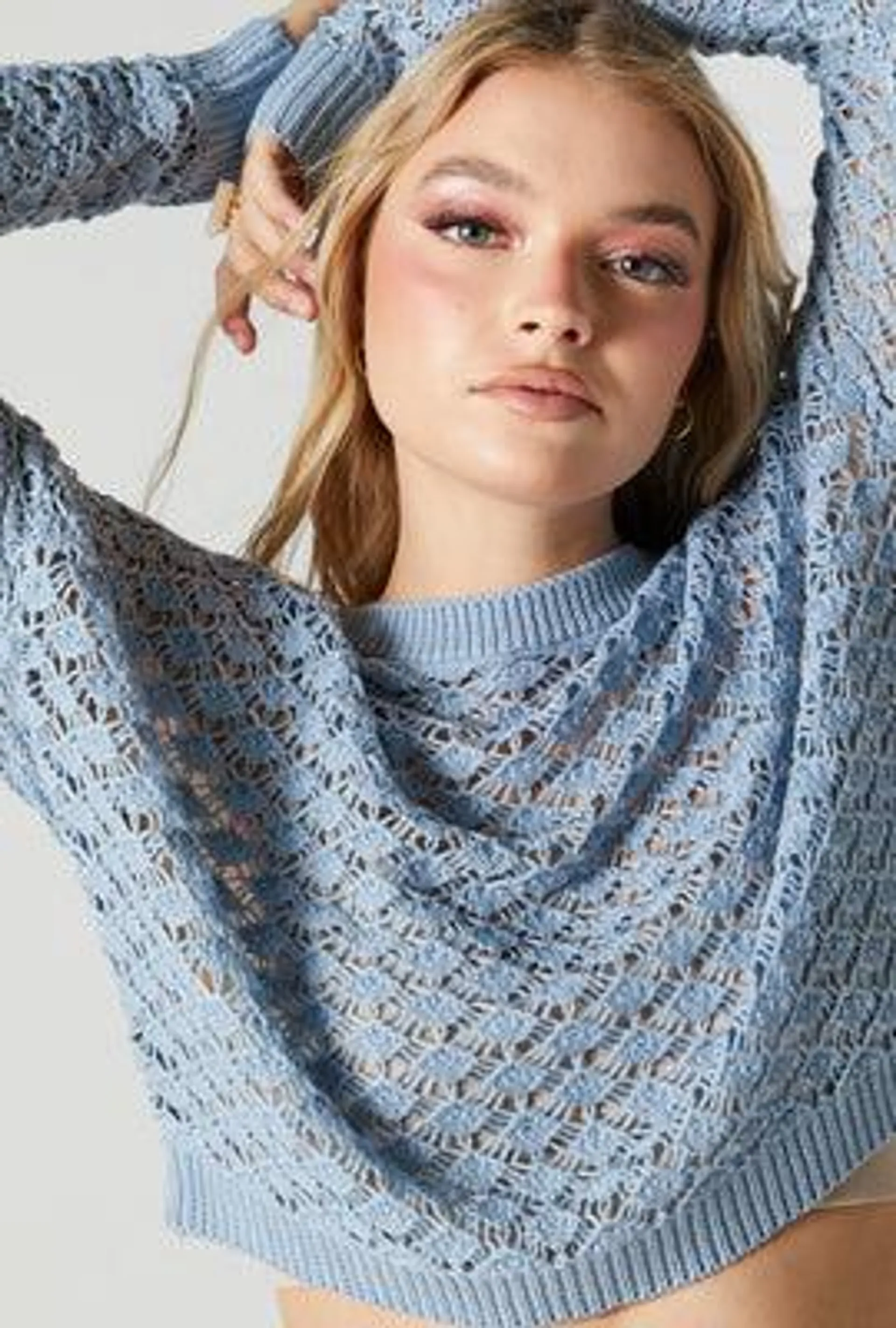 Coloured Crochet Knit Sweater