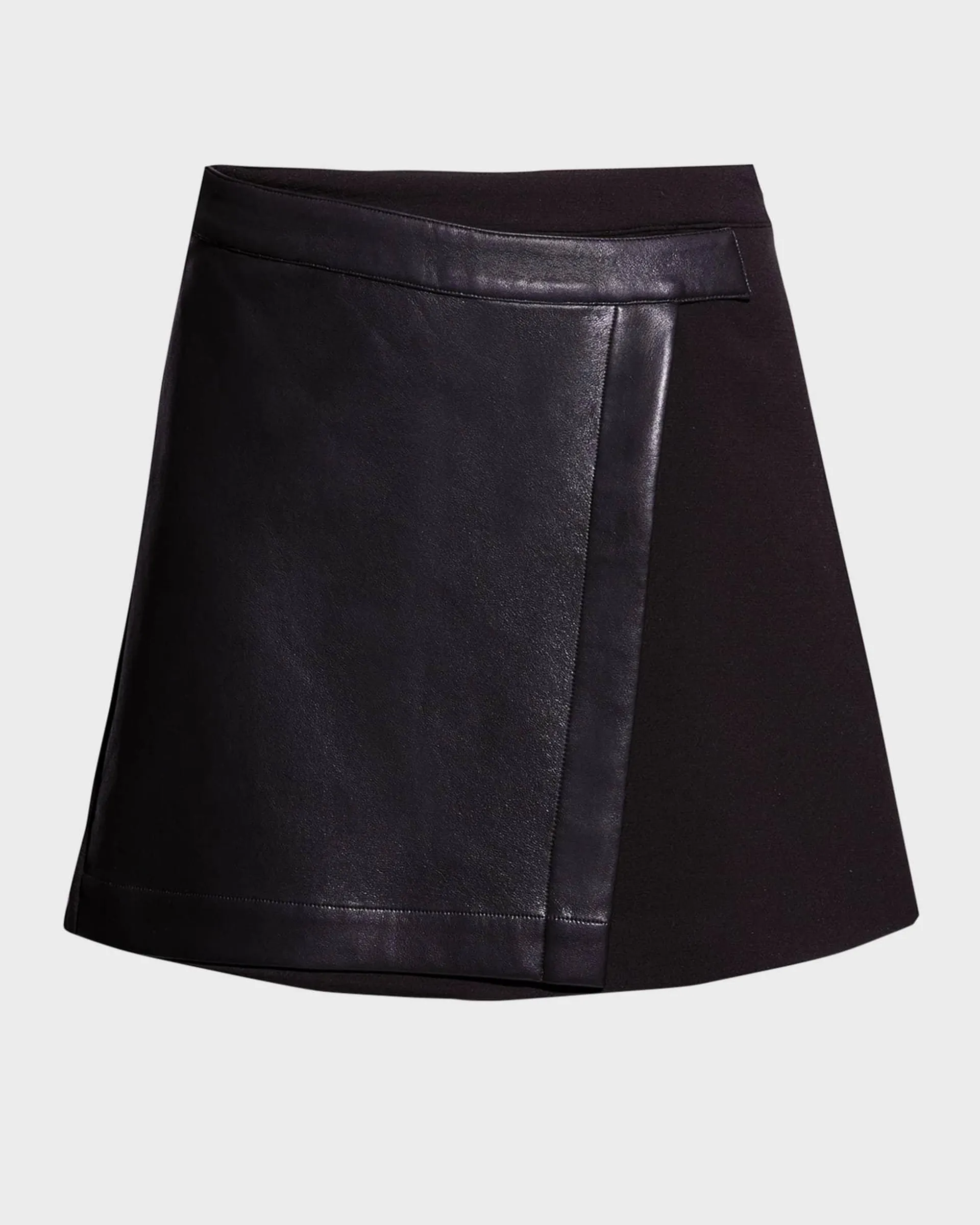 Vera Leather Wrap Mini Skirt