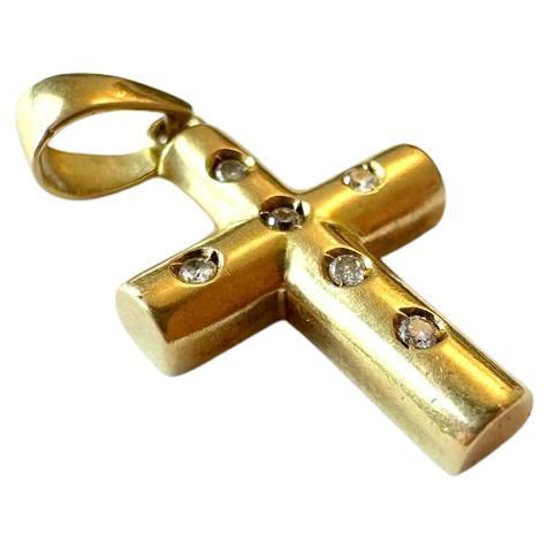 Vintage French Cross 18 Karat Yellow Gold with Diamonds