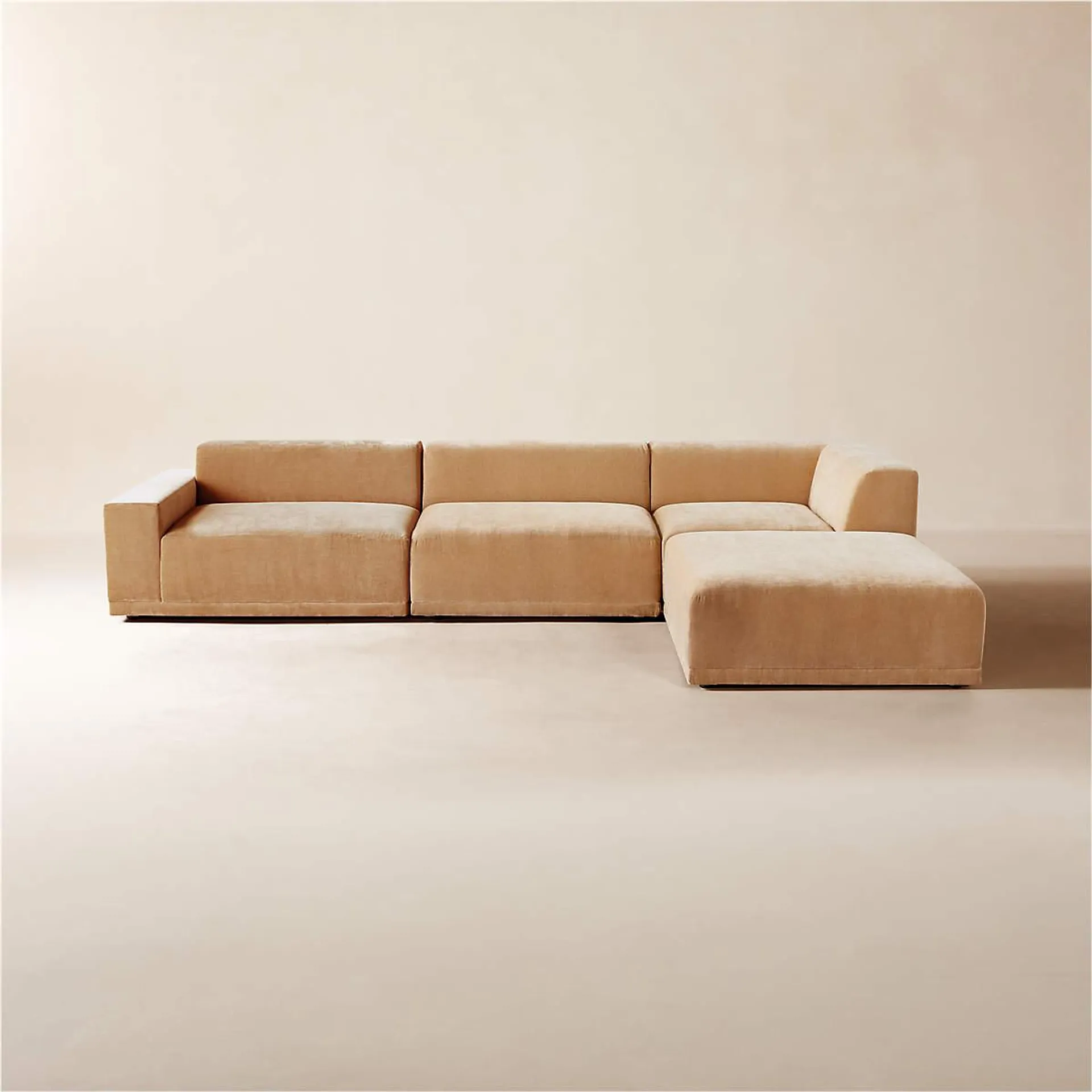 Faible 4-Piece Wheat Performance Velvet Sectional Sofa with Left Arm