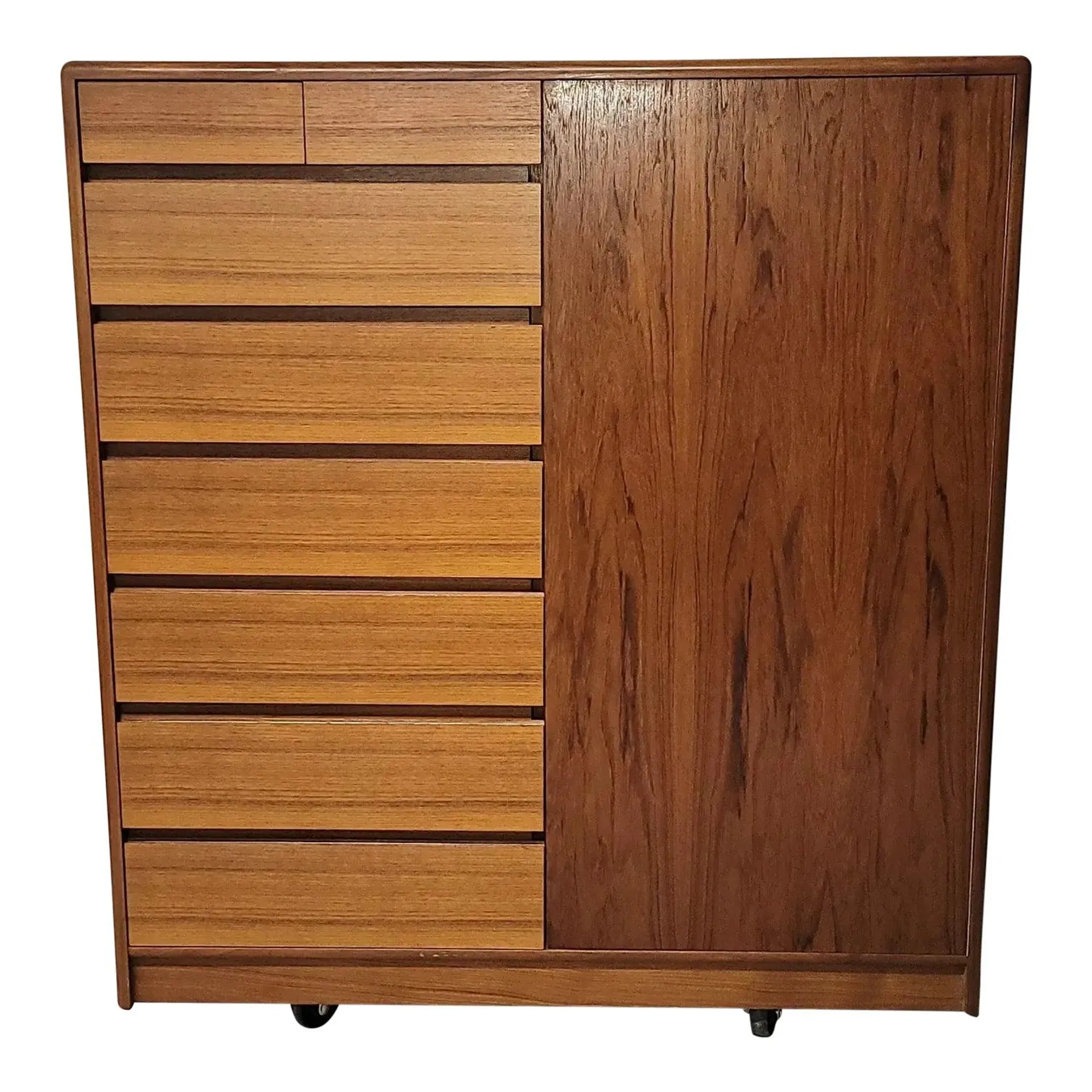1970s Vintage Danish Modern Teak Dresser Bureau Armoire