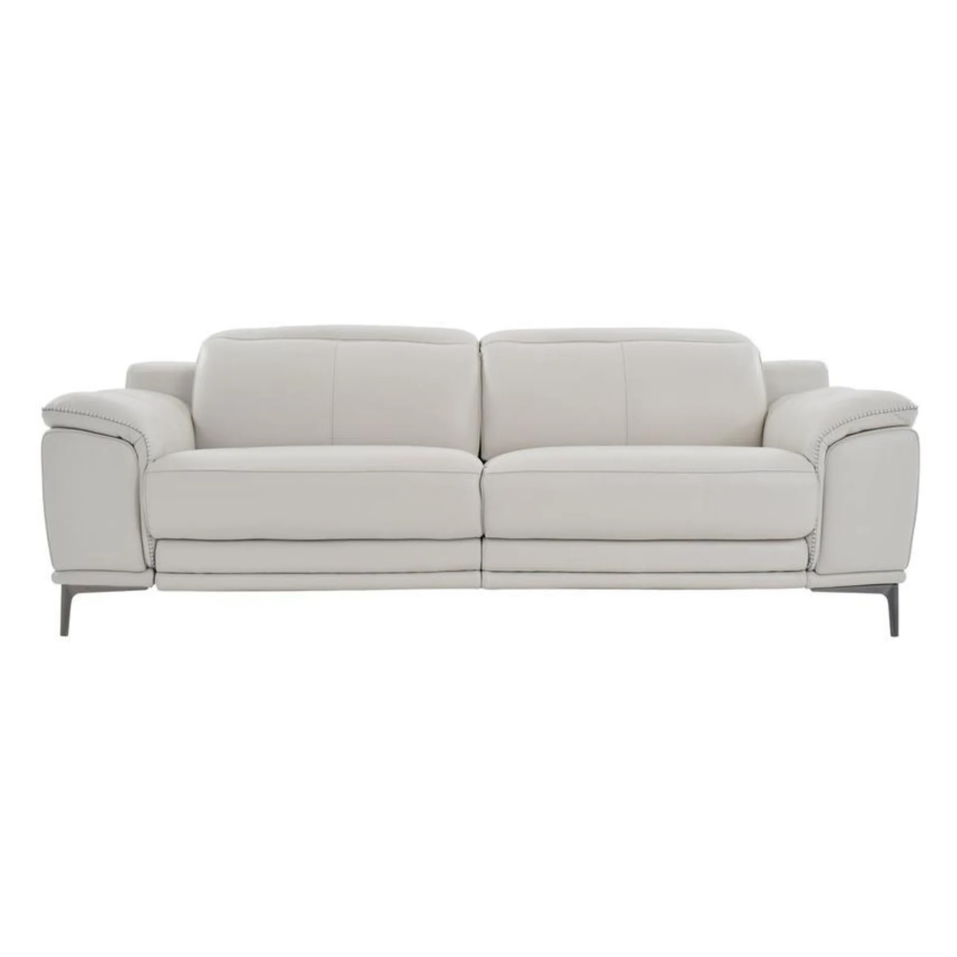 Katherine Light Gray Leather Power Reclining Sofa