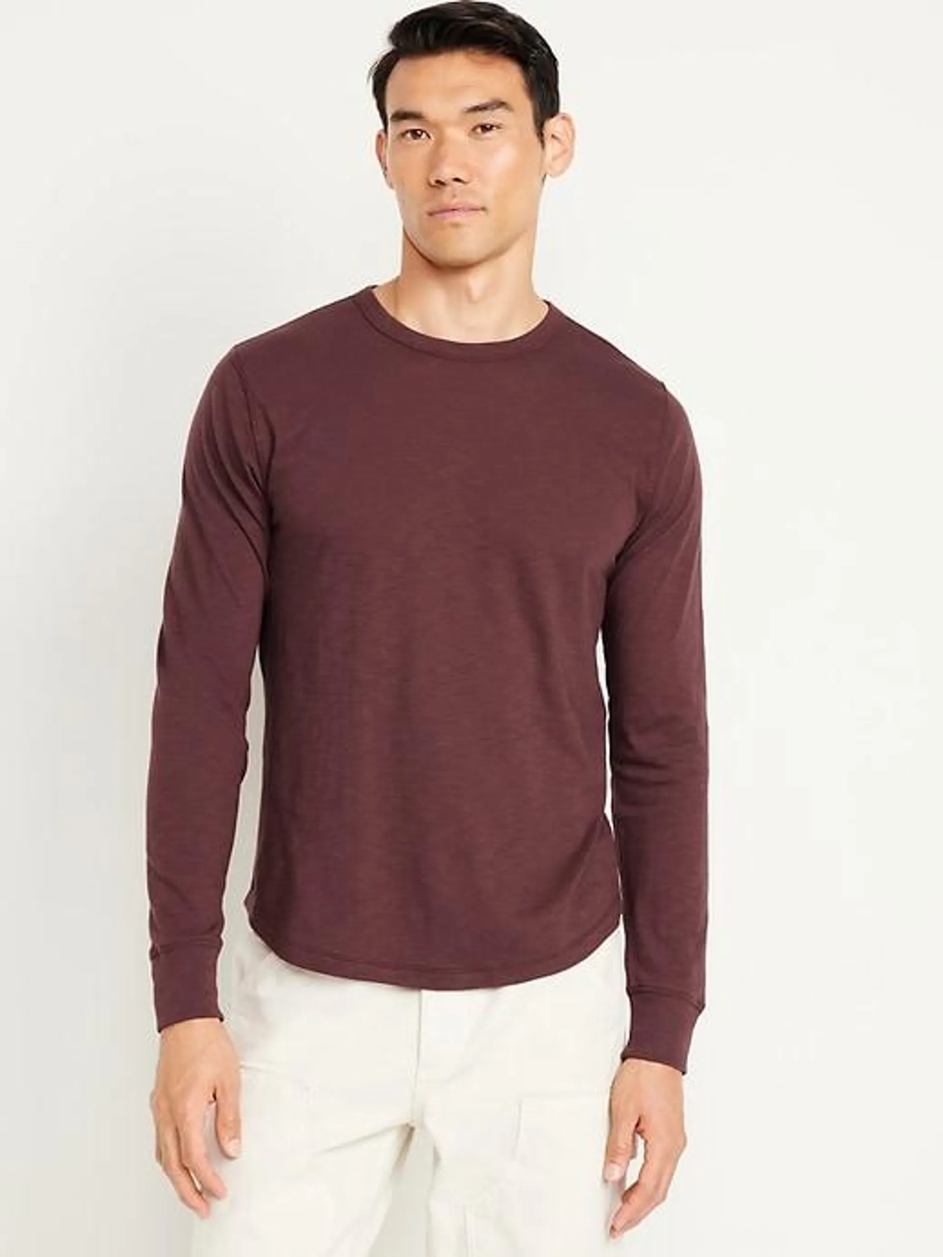 Curved-Hem Slub-Knit T-Shirt